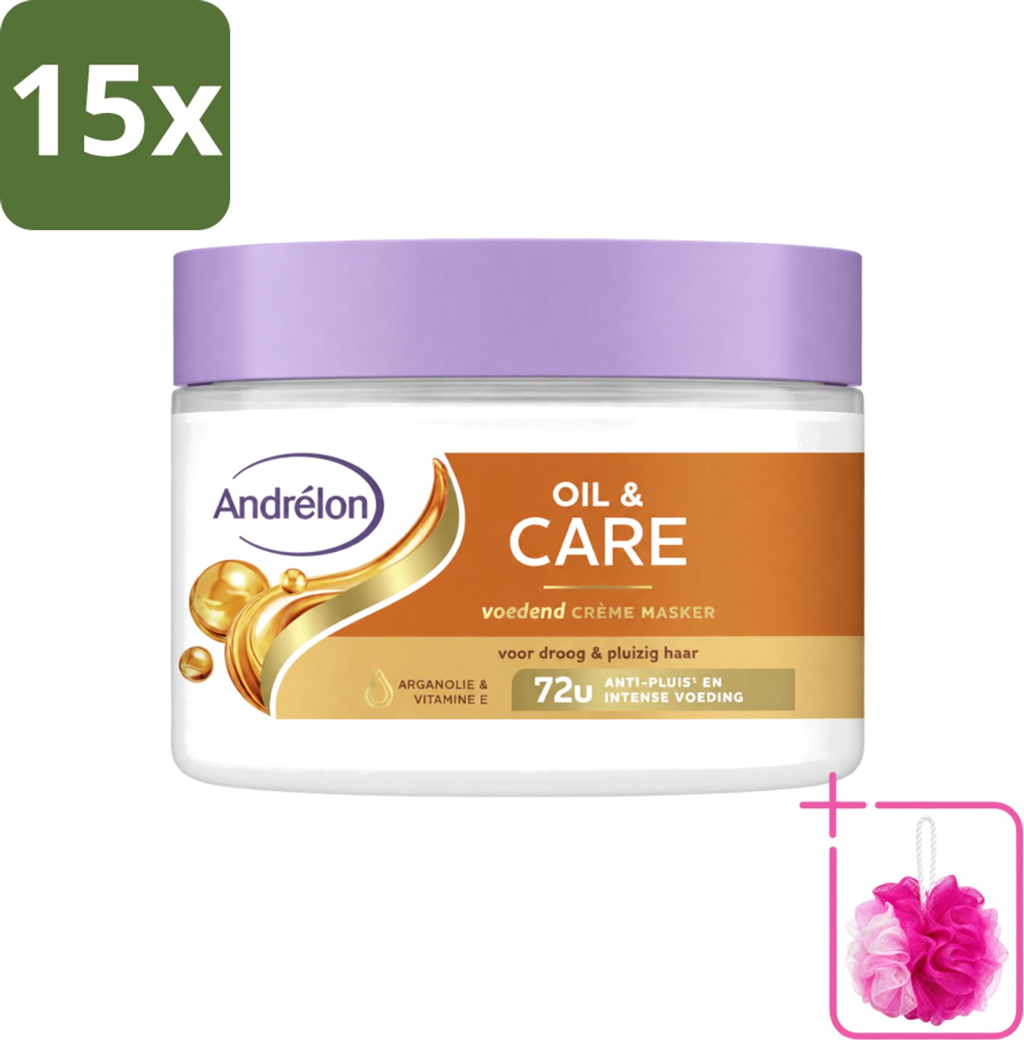 15 x Andrélon – Crème Haarmasker – Oil & Care – 300 ml - Bulkverpakking - Haarmasker - Douchemop - Droog haar
