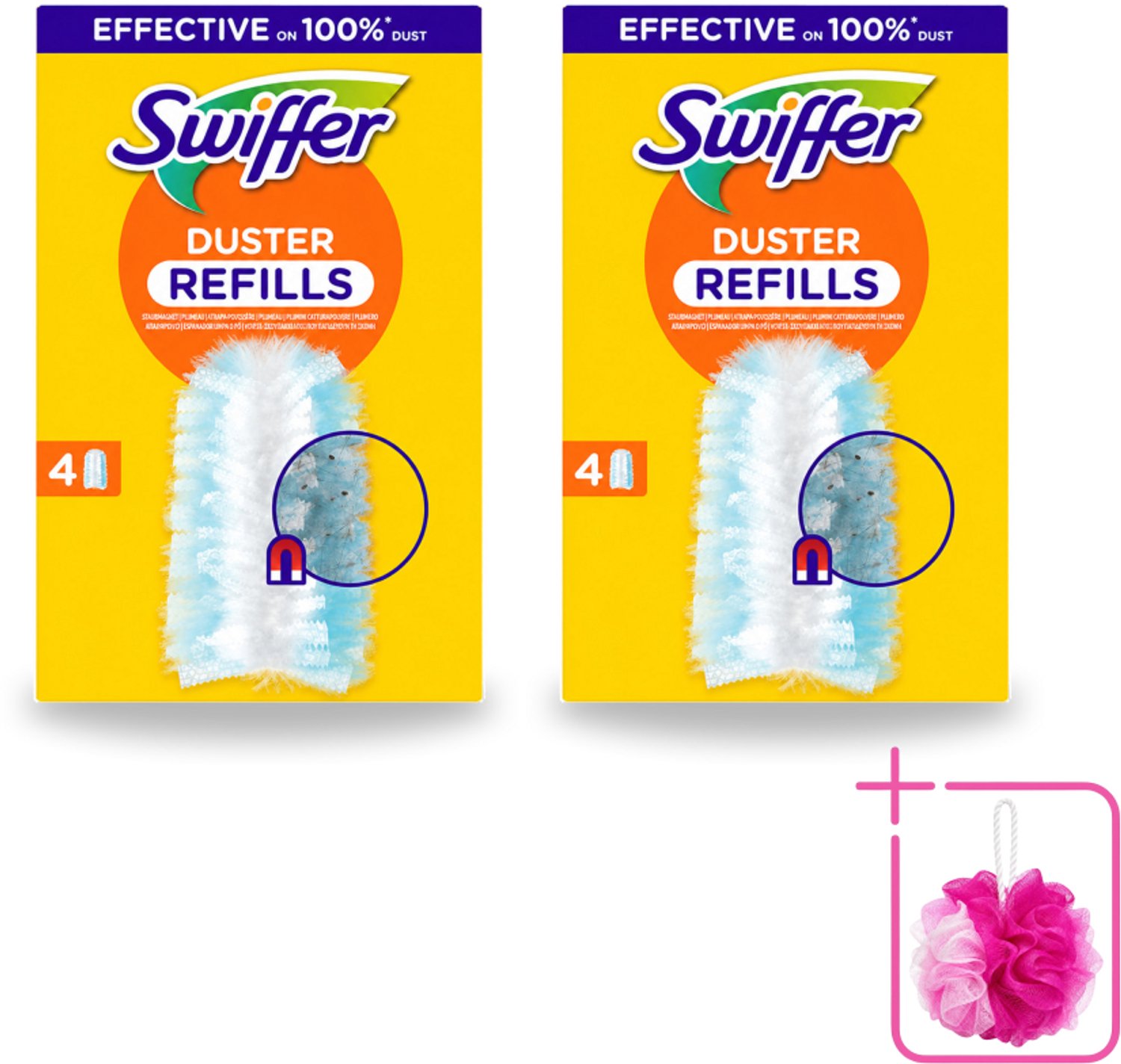 2 x Swiffer - Duster – Voor Stofwisser – 4 navullingen - Bulkverpakking - Stofduster navullingen - Douchemop - Stofbeurt