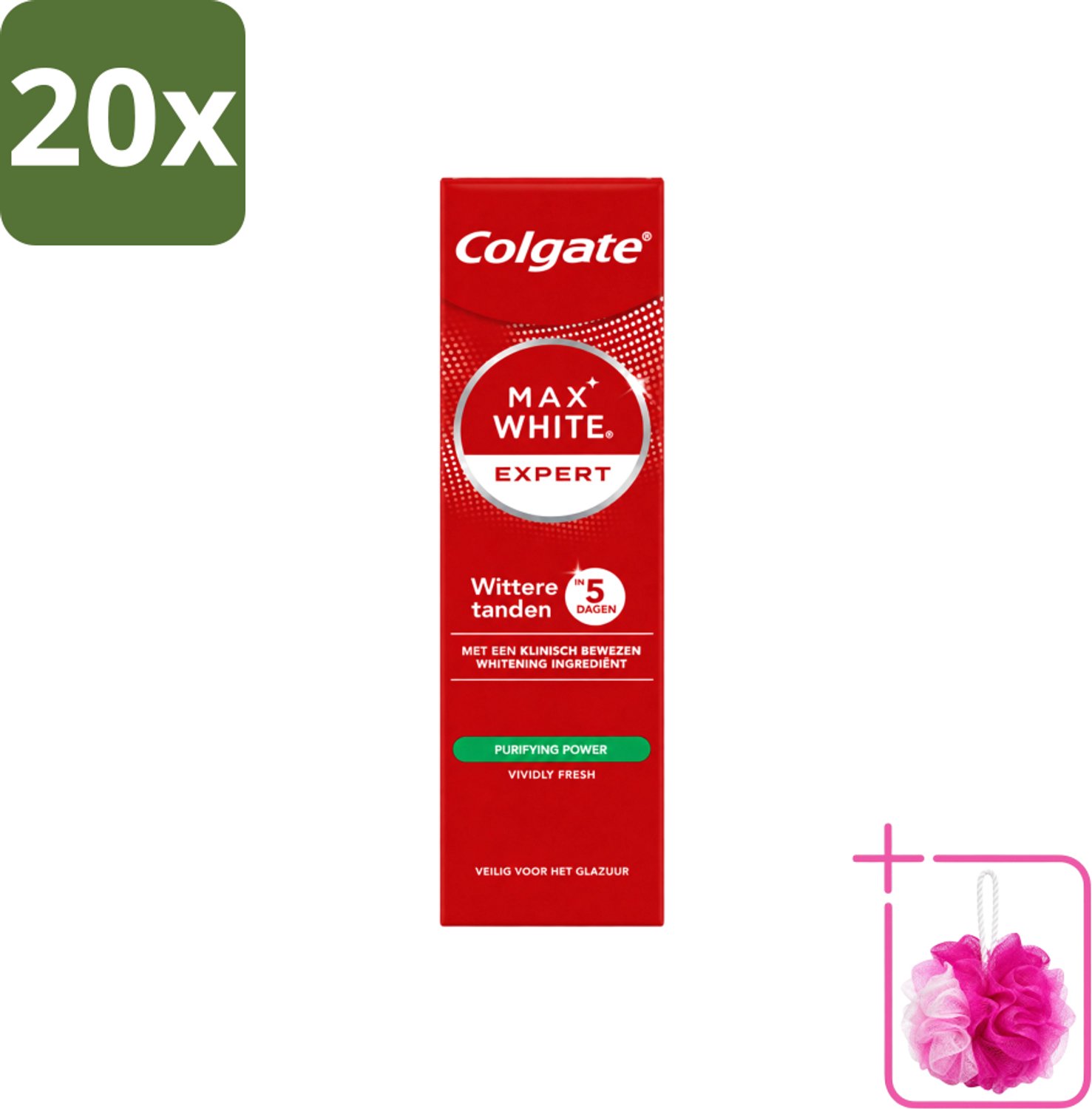 20 x Colgate – Max White Expert Purifying Power – Tandpasta – 75 ml - Bulkverpakking - Tandpasta - Douchemop - Witte tanden