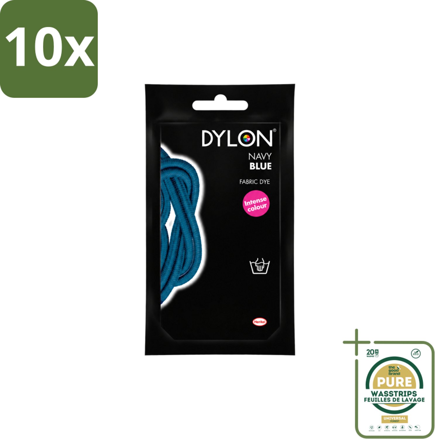 10 x DYLON – Textielverf Handwas – Navy Blue – 50 g - Wasstrips - Textielverf - Handwas - Navy Blue - Textielverf Handwas - Kleding Verven
