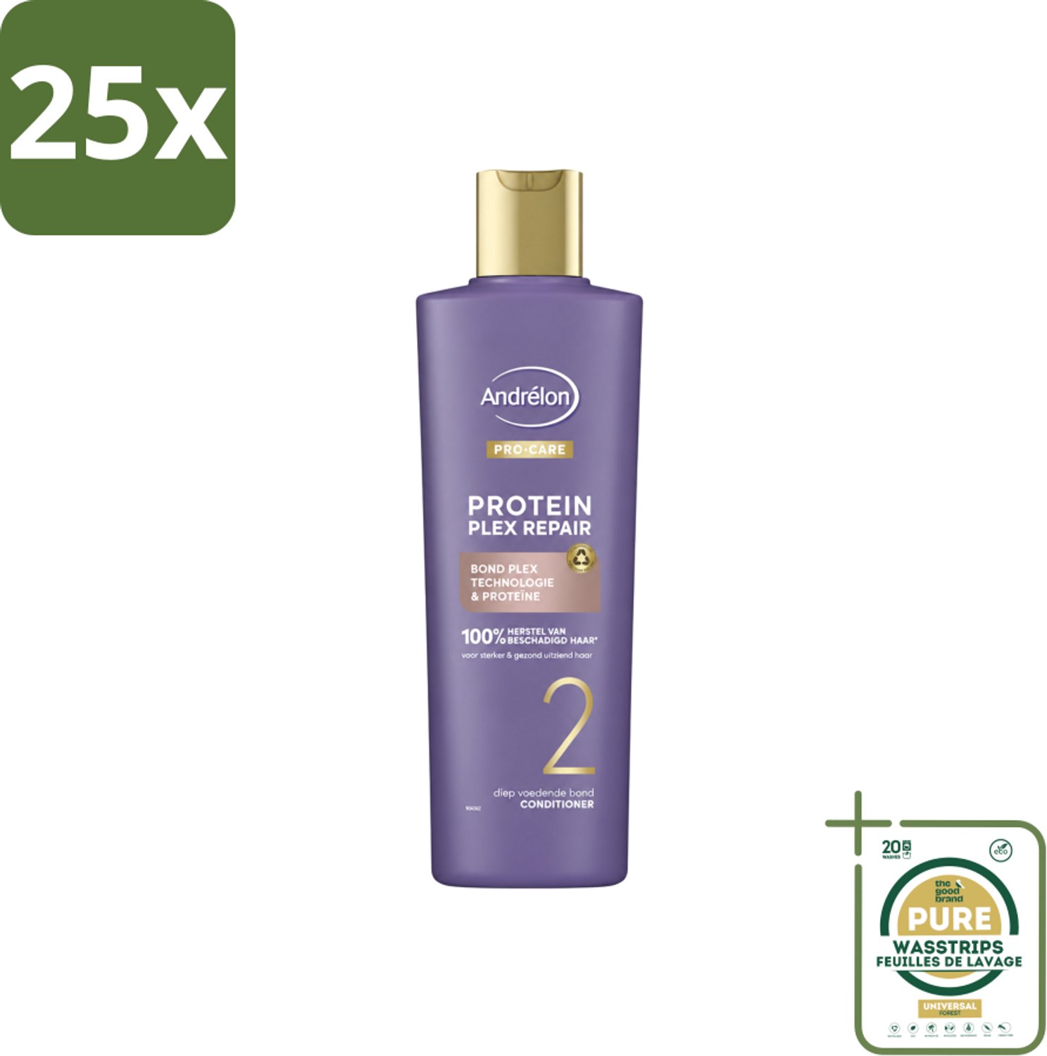 25 x Andrélon – Conditioner – Pro Care Protein Plex Repair – 250 ml - Wasstrips - Herstel Haar - Beschadigd Haar - Proteïne - Bond Plex Technologie - Haarverzorging