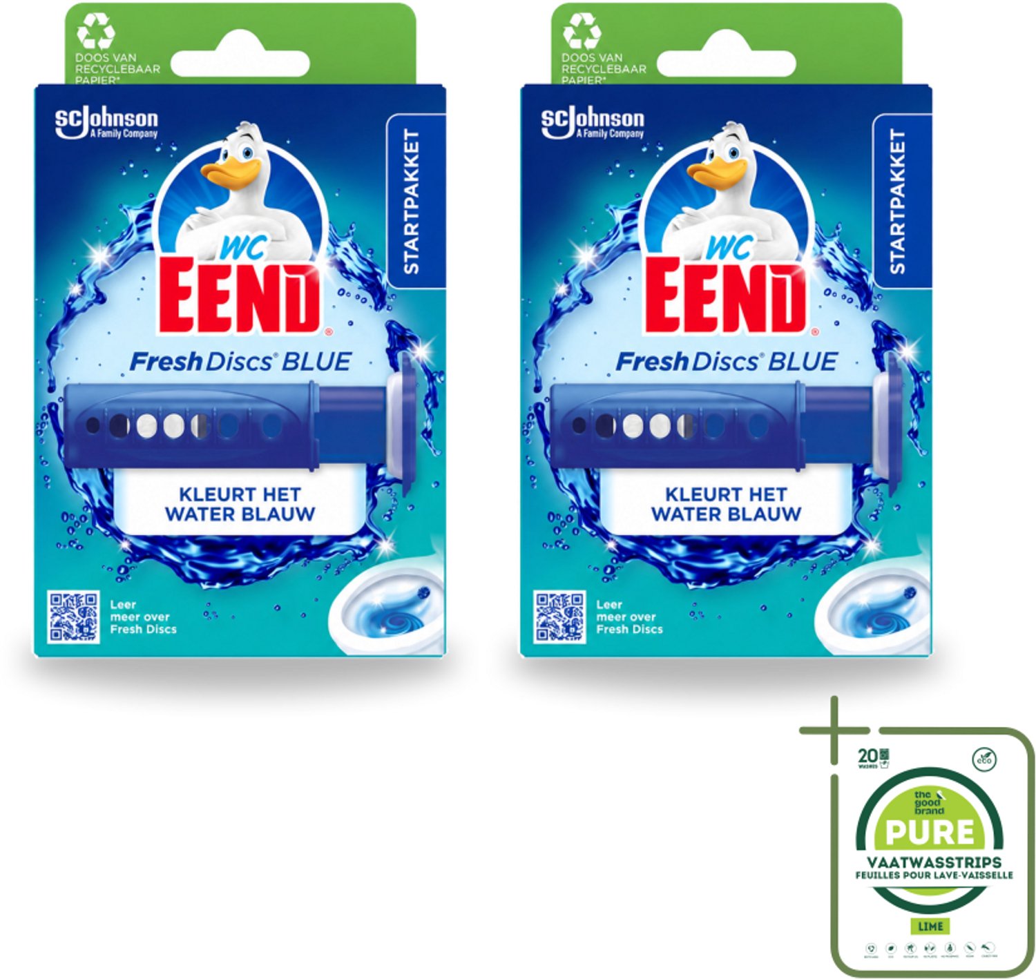 2 x WC Eend – Fresh Discs – Houder + Navulling – Coloring Blue – 36 ml - Grootverpakking - Vaatwasstrips - Toilet Reinigen - Toilet Hygiëne - Toilet Disc - Toilet Gel - Toilet Frisheid
