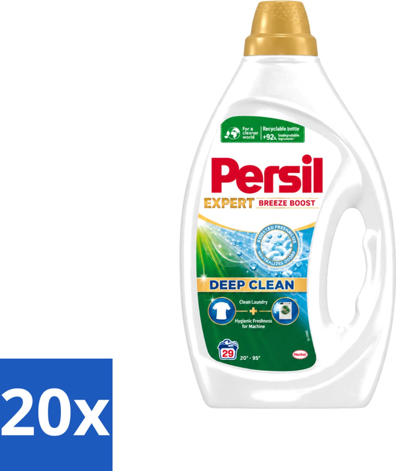20 x Persil Expert - Vloeibaar Wasmiddel - Witte en Gekleurde Was - Breeze Boost - 29 Wasbeurten - Voordeelverpakking - 20 stuks
