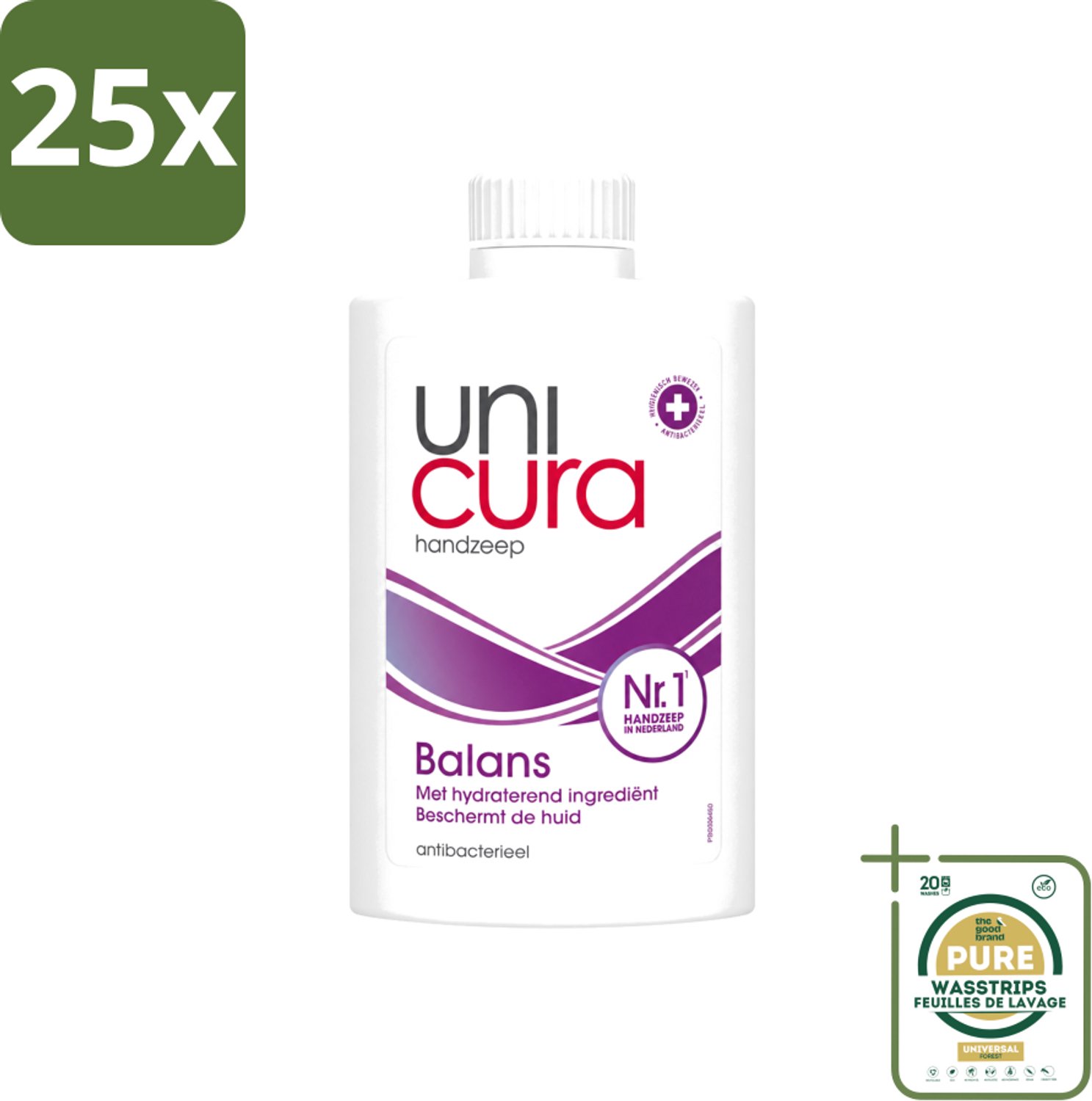 25 x Unicura – Vloeibare Zeep Navulling – Balans – 250 ml - Wasstrips - Handzeep - Antibacterieel - Handhygiëne - Zeep Navulling - Hand Reinigen