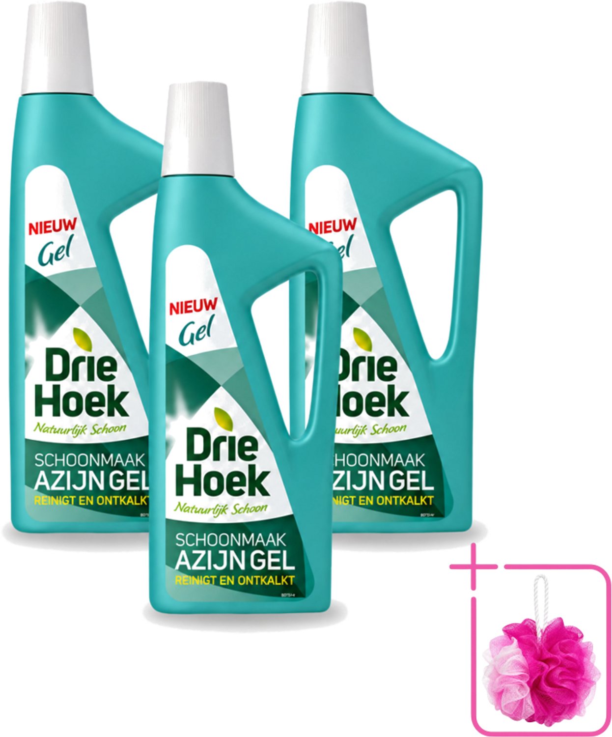3 x Driehoek – Azijngel – 725 ml - Bulkverpakking - Ontkalken - Douchemop - Kalkaanslag