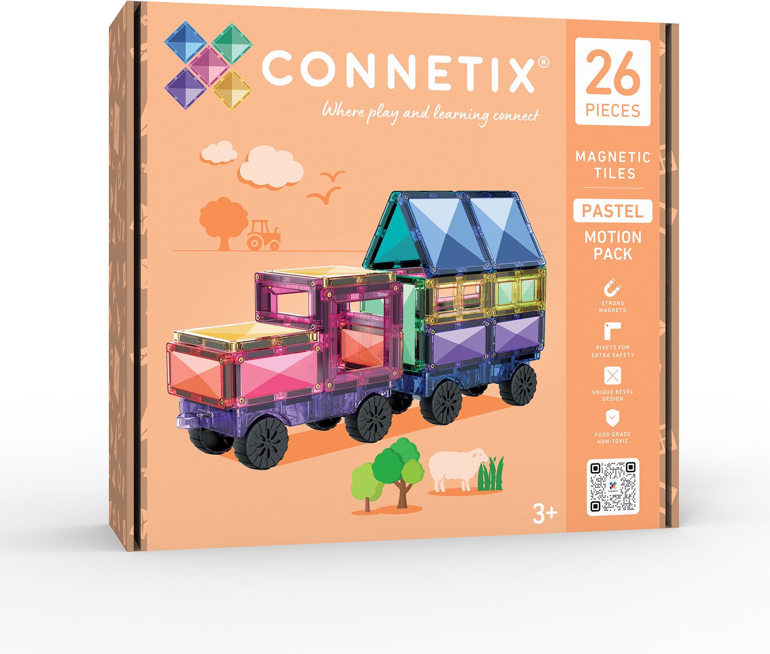 CONNETIX - Magnetisch Tegels - Pastel Bewegingspakket - 26 Stuks - Magnetisch Speelgoed