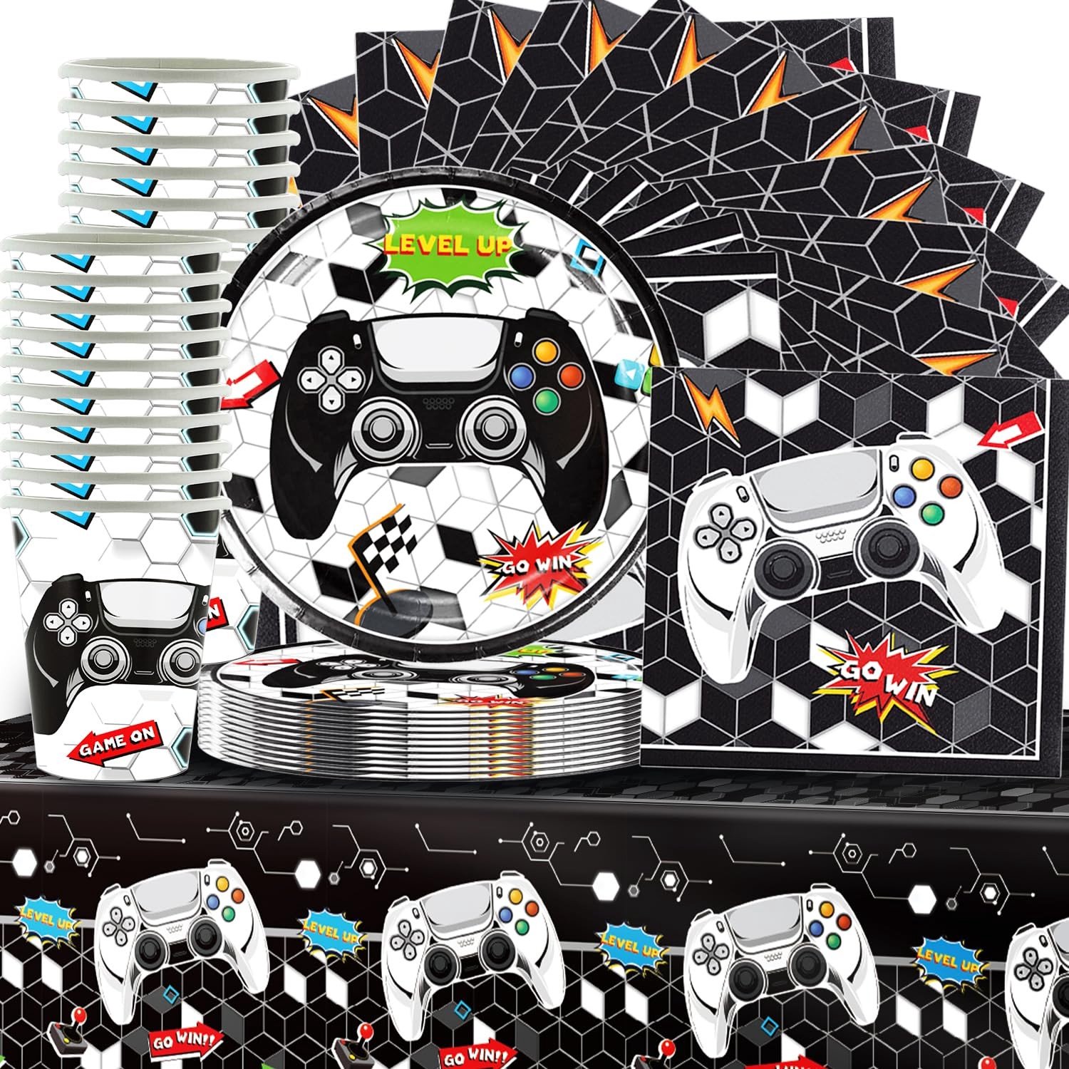 Set van 61 Stuks Videogame-Thema Feestservies voor 20 Personen