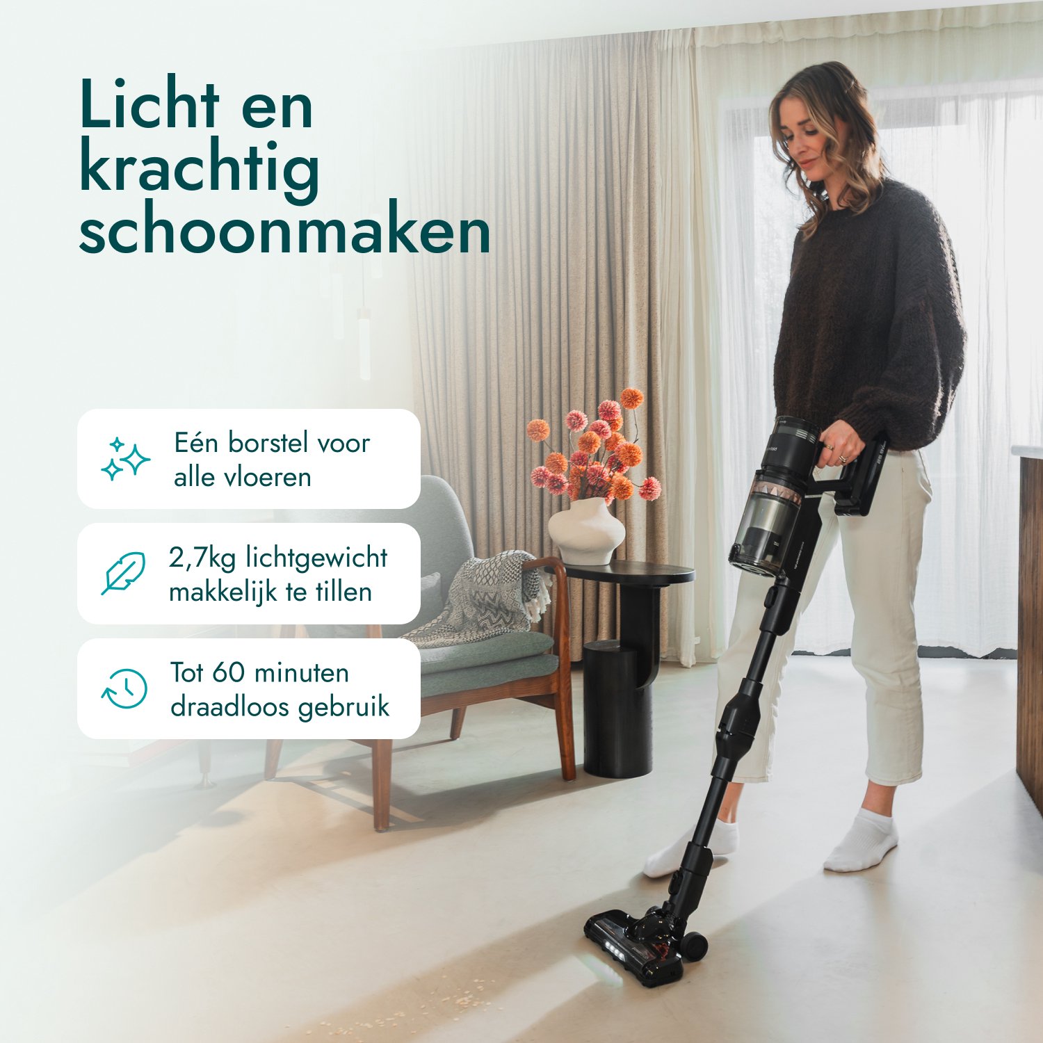 Spoused Bloomfold Draadloze Steelstofzuiger met Laser en Vuildetectie - afbeelding 2