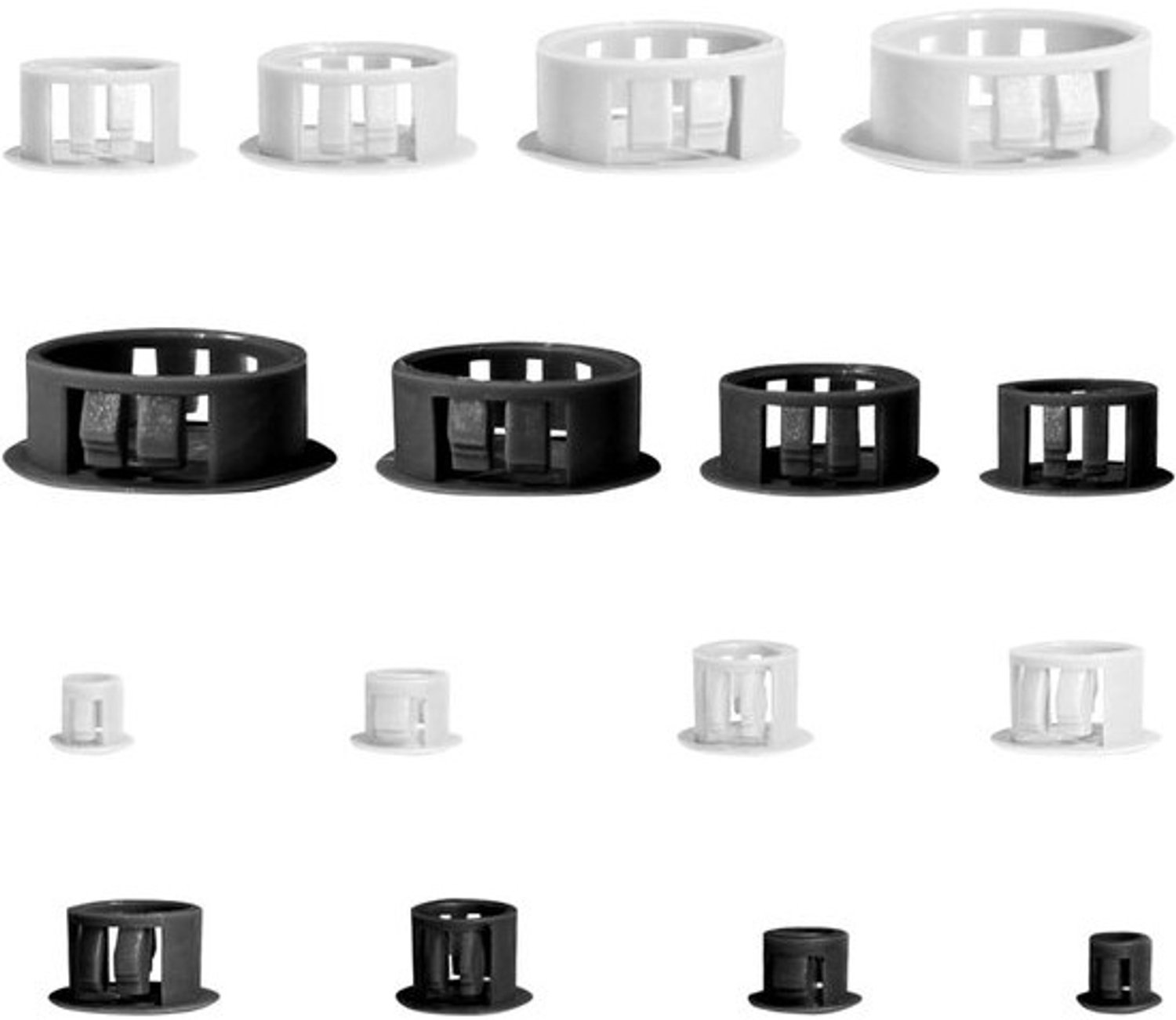 Plastic gatpluggenkit - afdekdoppen - voor het afwerken van meubels - 8 maten - 160 stuks - wit en zwart