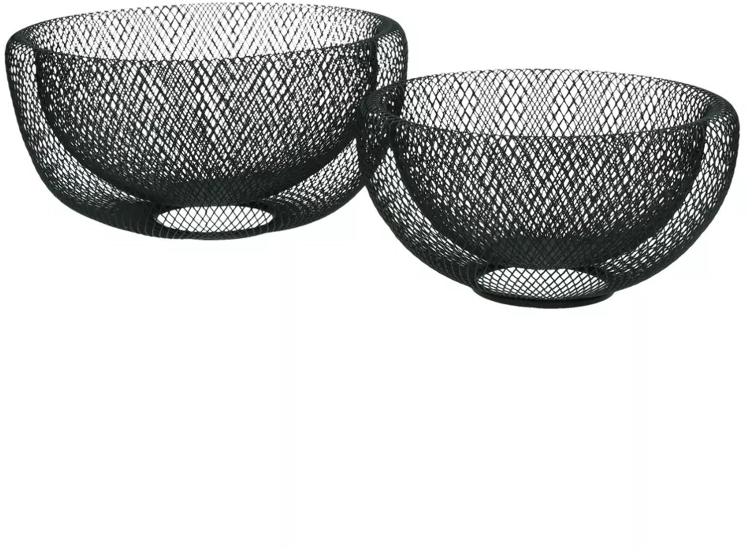 Pomax Kabu - Mandenset - 2 Stuks - Metaal - Ø 24 en 29 cm - Zwart