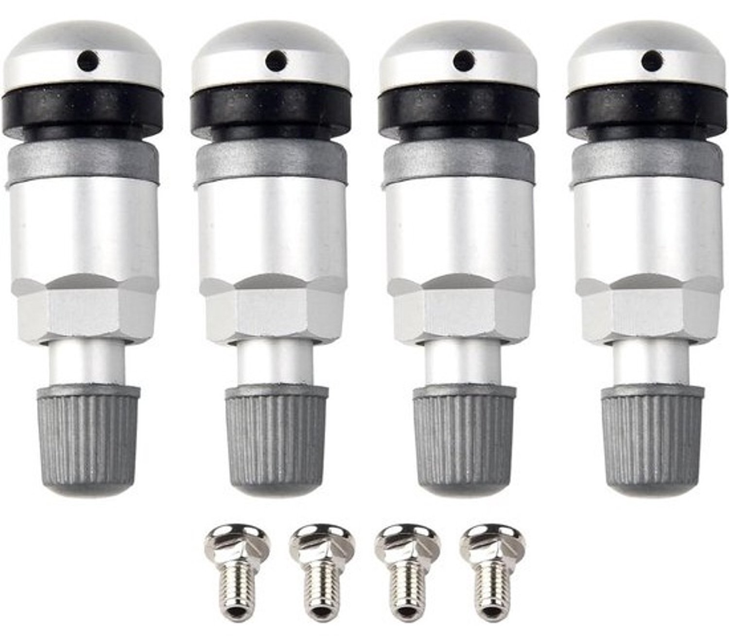 TPMS-klepreparatiekit - Bandensensorventiel - Bandenspanning controleren - Metalen constructie - 4 stuks - Zilver
