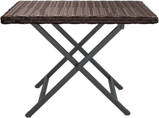 Bruin, 45 x 35 x 32 cm, van polyrotan met stalen frame, inklapbare tuintafel voor balkon en terras — afbeelding 4