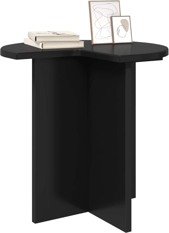 Bijzettafel, set van 2 stuks, van houtmateriaal, Ø 39 x 38 cm, zwart eiken, ronde bijzettafel voor woonkamer en slaapkamer — afbeelding 5