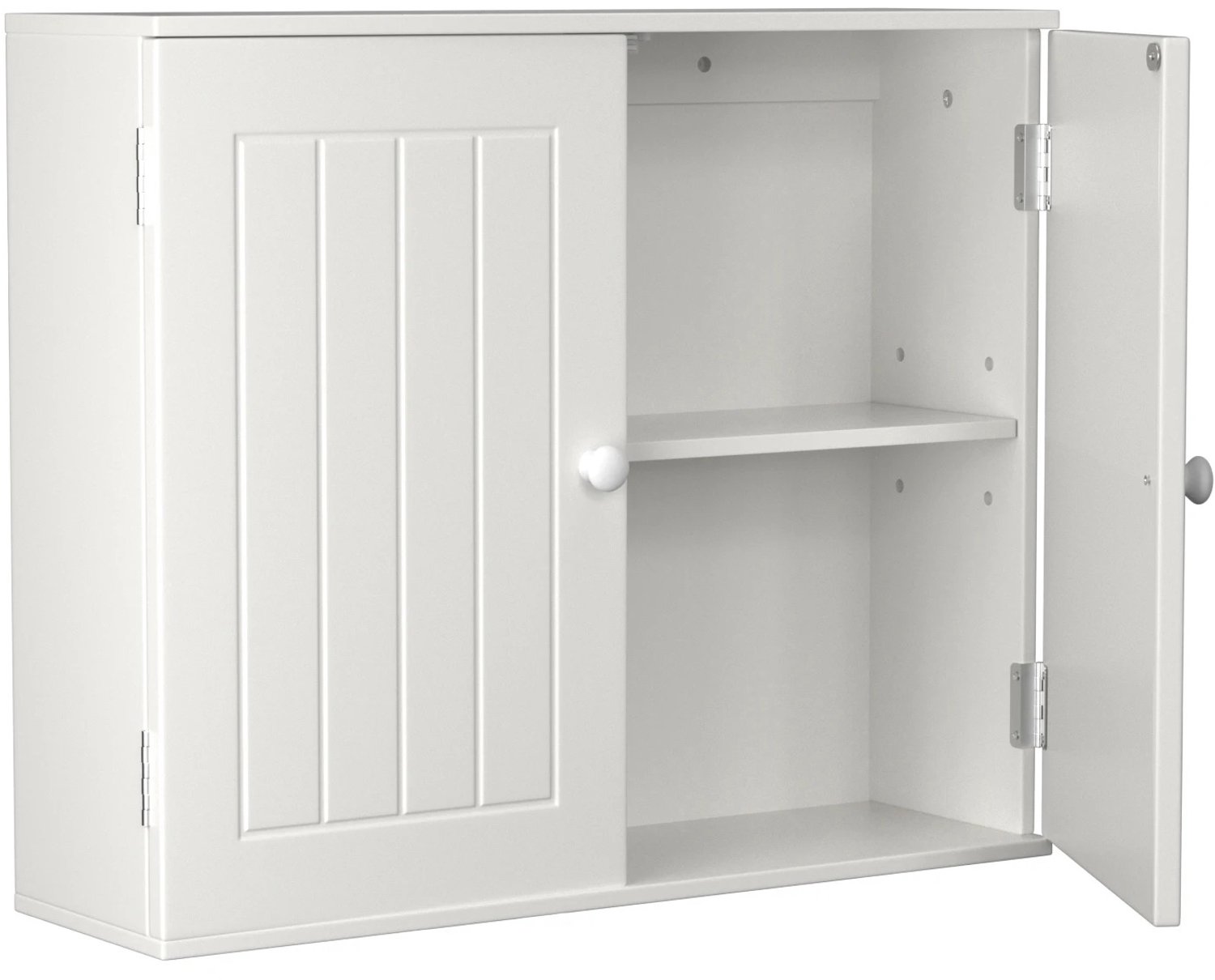 Heidat wandkast - Badkamerkast en Vrijstaande opbergkast - 60 × 15 × 51 cm – MDF waterproof – 2 Opbergniveaus - Wit