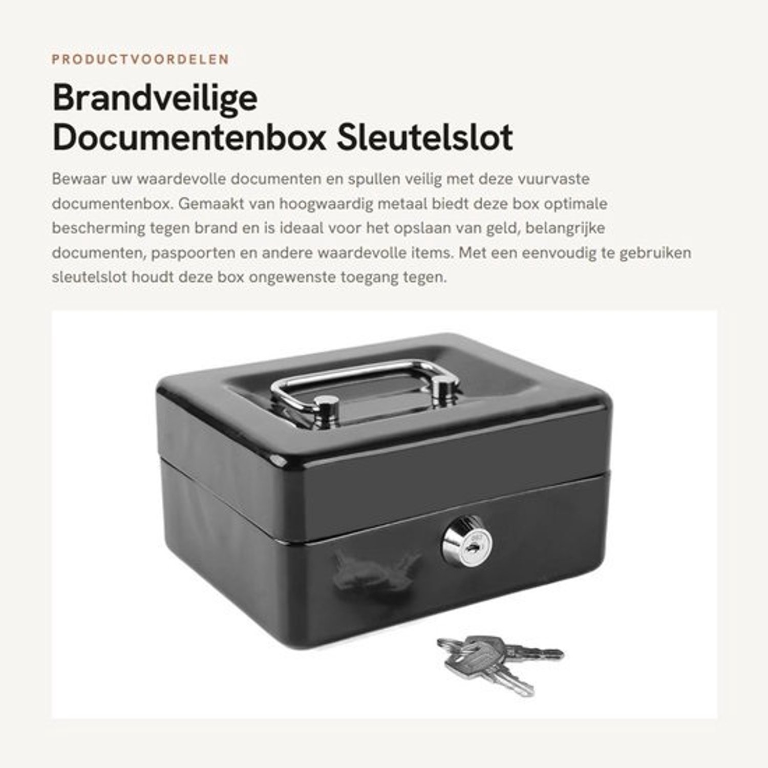 Brandwerende documentbox - Geldkistje met sleutel - Veiligheidsbox voor waardevolle spullen - Duurzaam metaal - Eenvoudig te gebruiken - Ideaal voor documenten en geld - Geldkluis