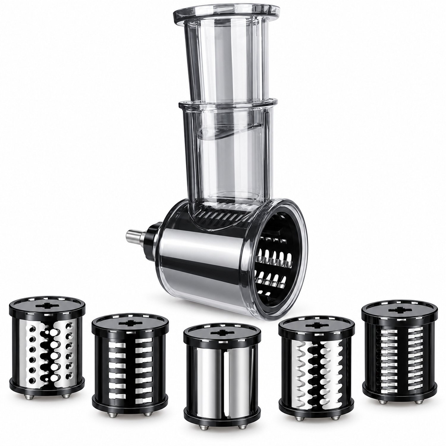 ZENC® Groentesnijder Accessoires Geschikt voor KitchenAid Stand Mixer - 5 Messen - Slicer Shredder Attachment - RVS - Rasp - Salademaker