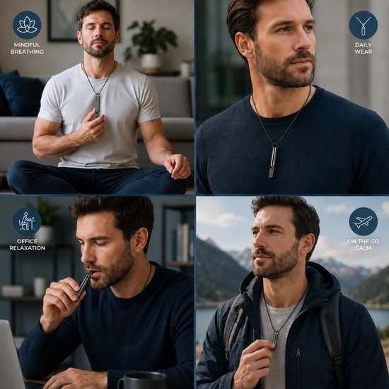 1 Stuks Rookstop Hulpmiddel met Watermeloenfilters, Nicotinevrij & Chemievrij Ademhalingsketting Ademtrainer, Anti-Stress Hulp om te Stoppen met Roken, Draagbaar voor Onderweg (B) — afbeelding 2