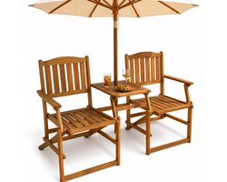 Loveseat Tuinbank 2-Persoons Opvouwbaar - Acaciahout - Met Tafel - 141x61x87 cm