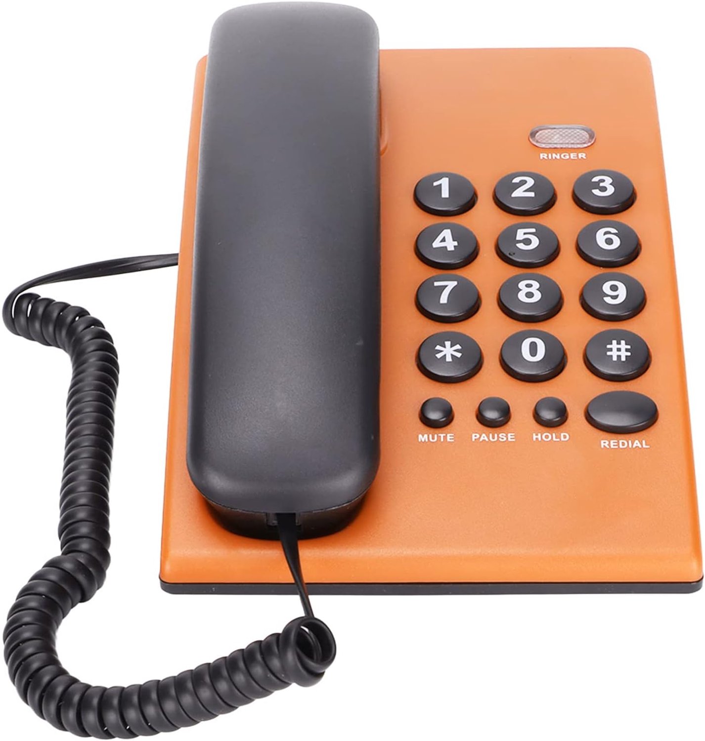 Bedrade Telefoon voor Thuiskantoor, Mode Desktop Vaste Multifunctionele Telefoon met Dubbele Magnetische Handset, Verstelbare Beltoon(Oranje)
