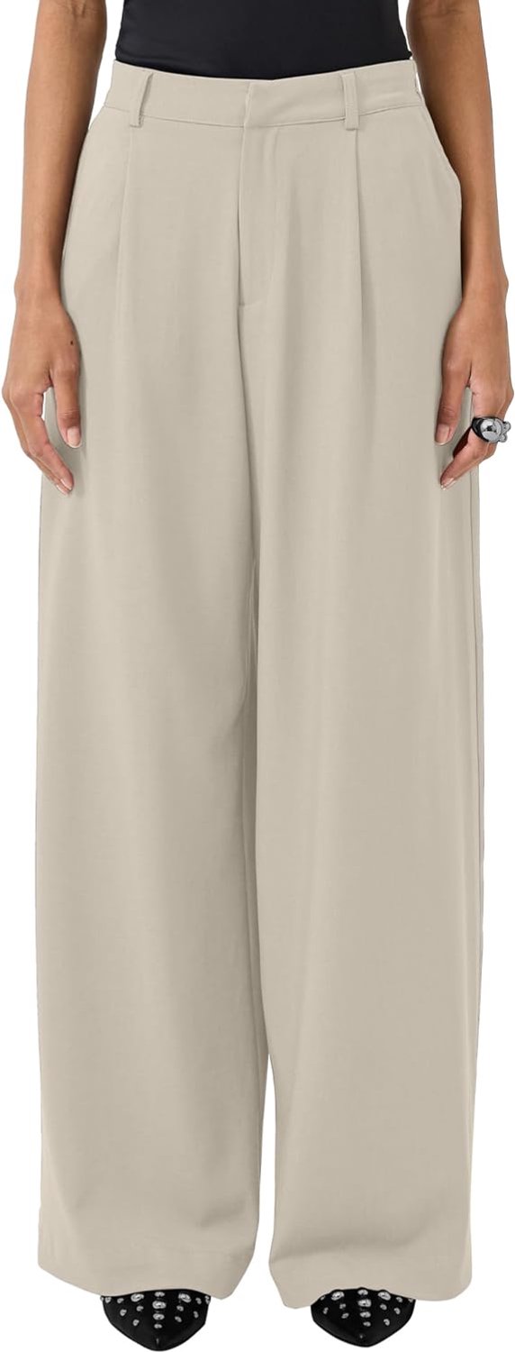 Broek met plooien, brede pijpen