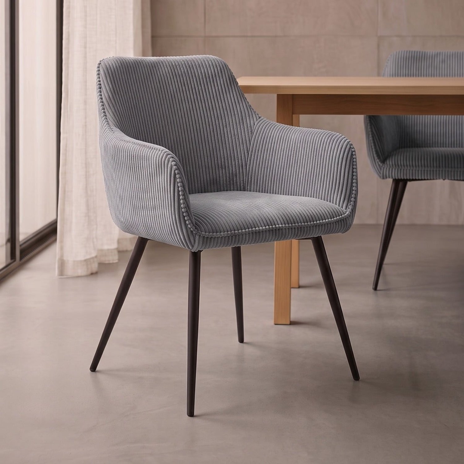 Homla Chair - SATORI FASO - corduroy grey - 58x62x79cm