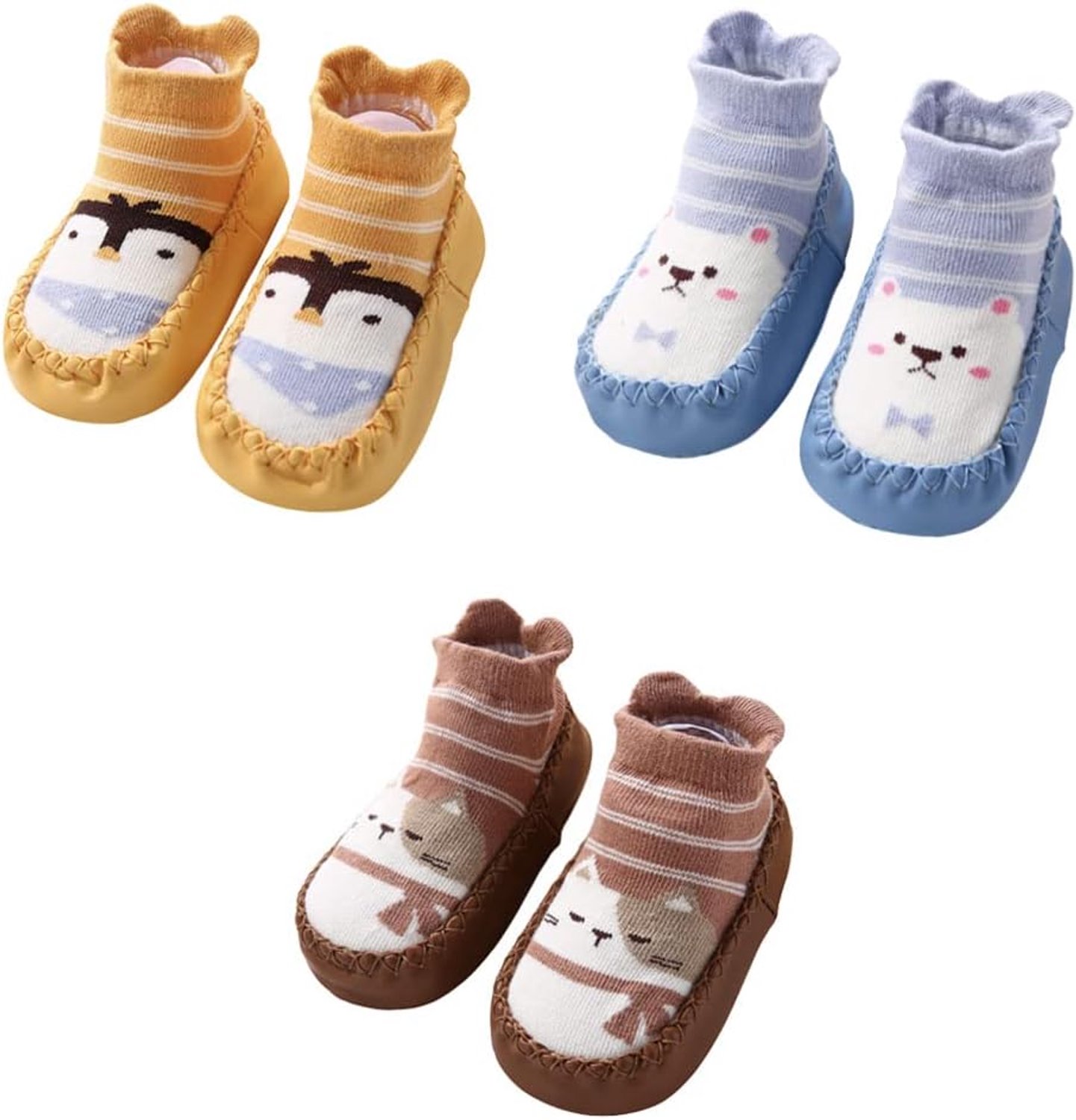 Babysokjes met Antislipzool - Kruipen & Lopen - 3-Pack