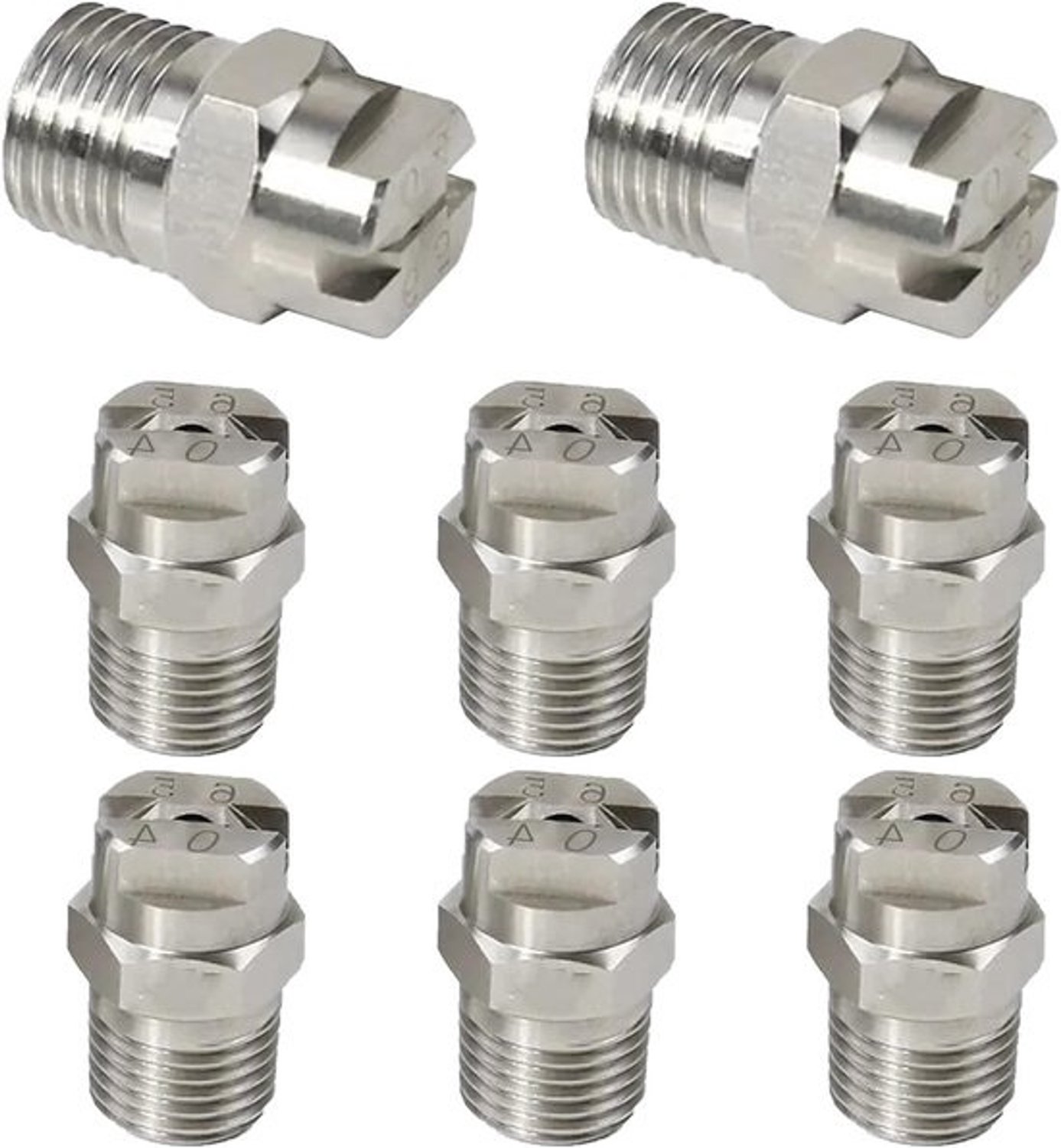 Spuitmondjes voor hogedrukreinigers - Ventilatormondstukken - Voor efficiënt schoonmaken - Van roestvrij staal met een hoek van 65 graden - Opening van 1.3mm en aansluiting van 1/4 Inch - Zilverkleurig
