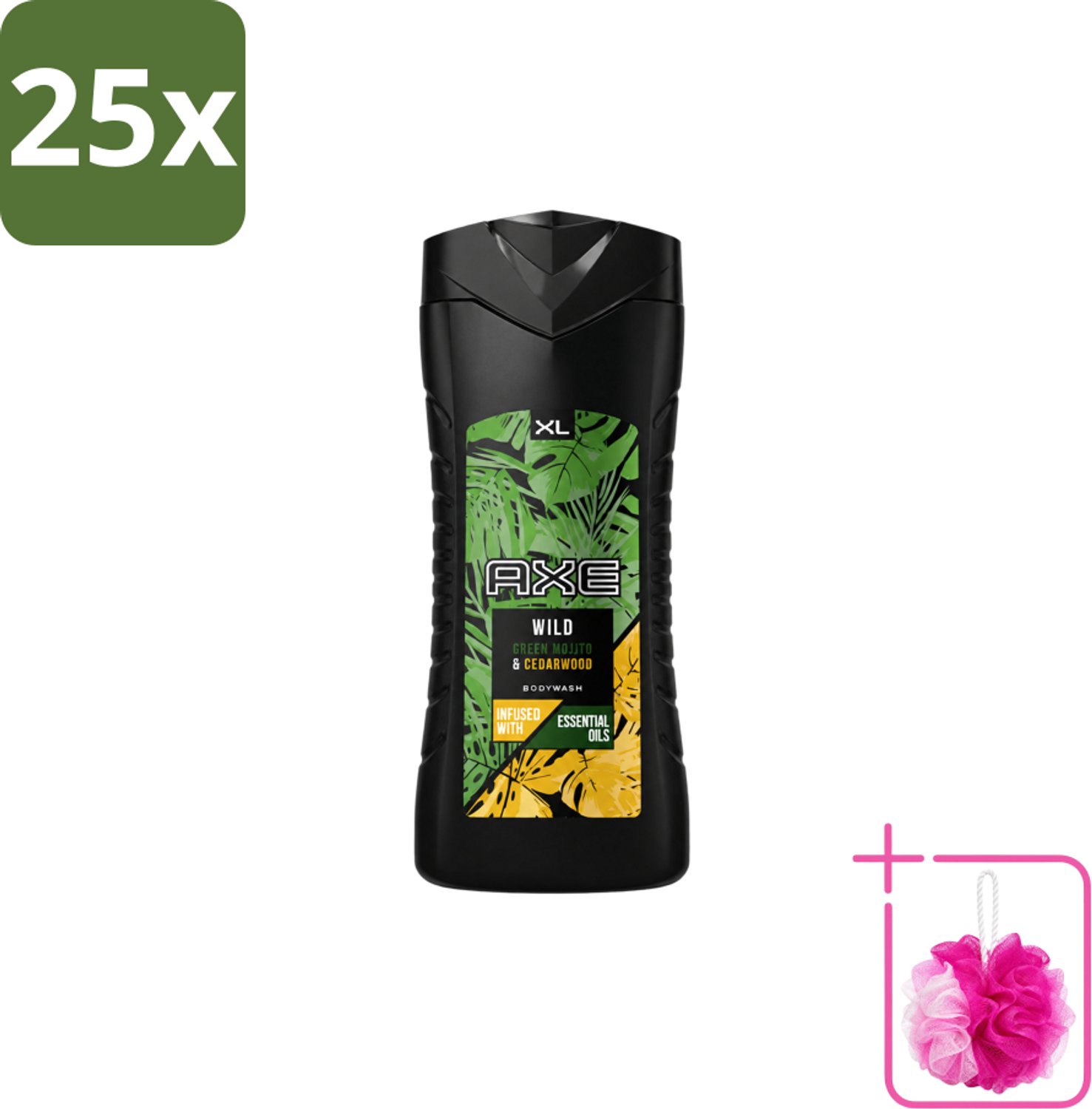 25 x AXE - Douchegel - Wild - 400 ml - Bulkverpakking - Douchegel - Douchemop - Frisheid