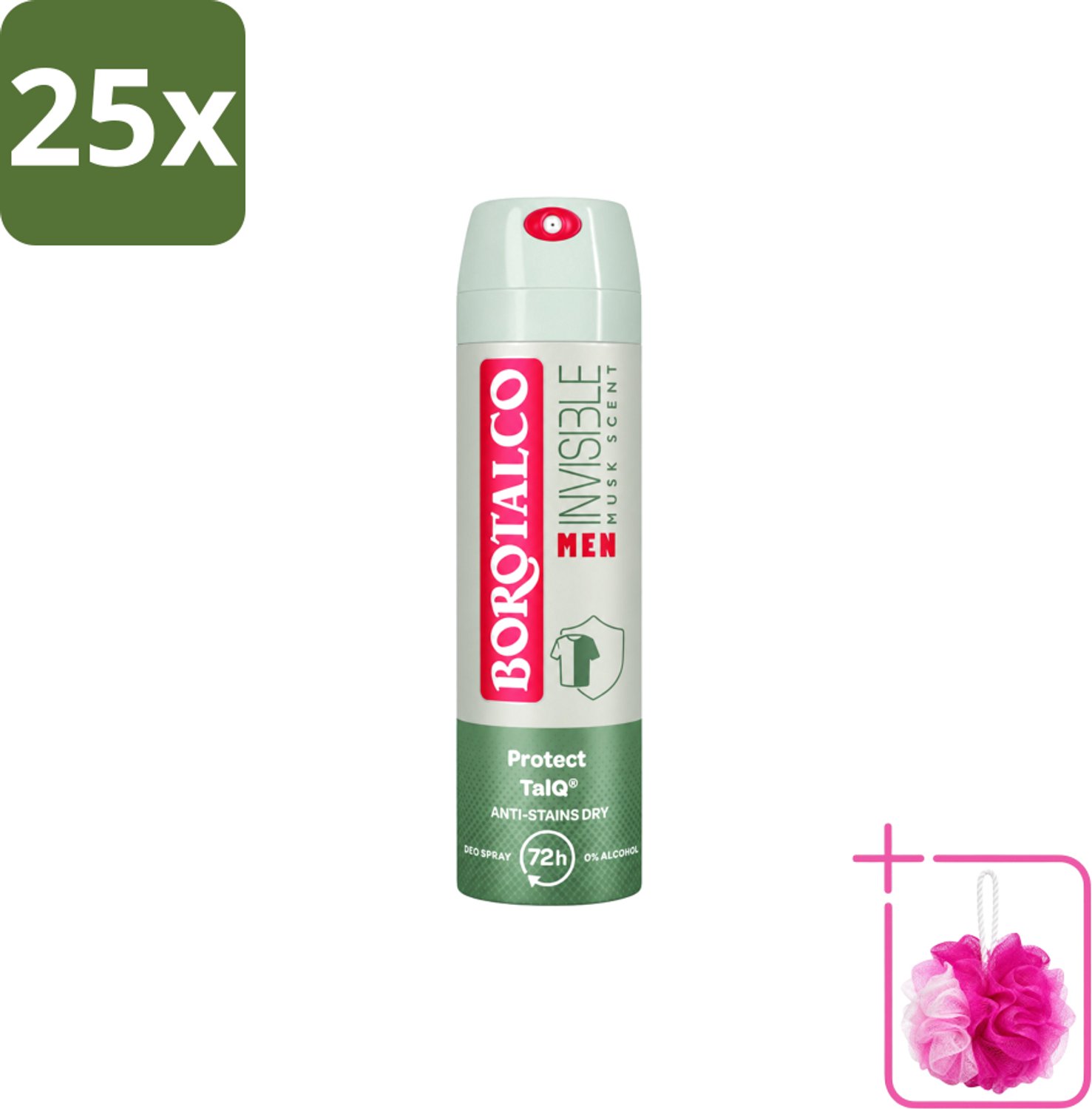 25 x Borotalco – Deodorant Spray – Men Musk Geur – 150 ml - Bulkverpakking - Deodorant spray - Douchemop - Mannelijke geur