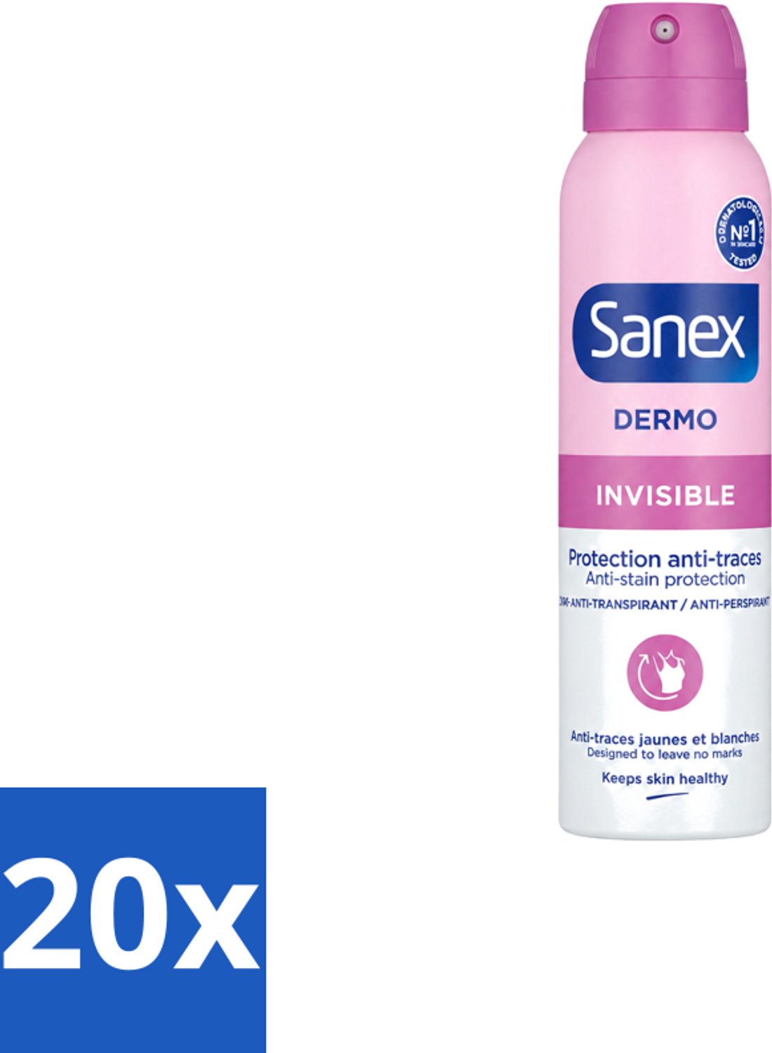20 x Sanex – Deodorant Spray – Dermo Invisible – 150 ml - Voordeelverpakking - 20 stuks