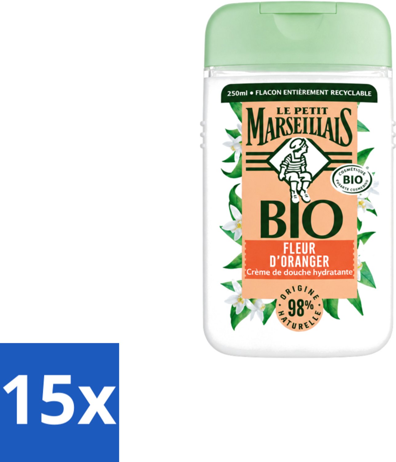 15 x Le Petit Marseillais – Douchegel – Fleur d’Oranger – 250 ml - Voordeelverpakking - 15 stuks