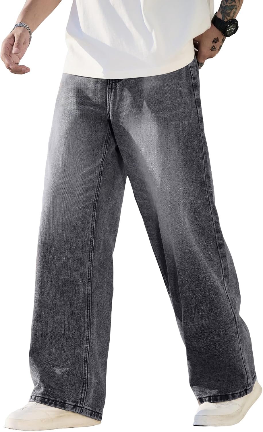 Jeans, Streetwear Jeans Skater Wijde Pijpen, Losse Fit Denim Broek