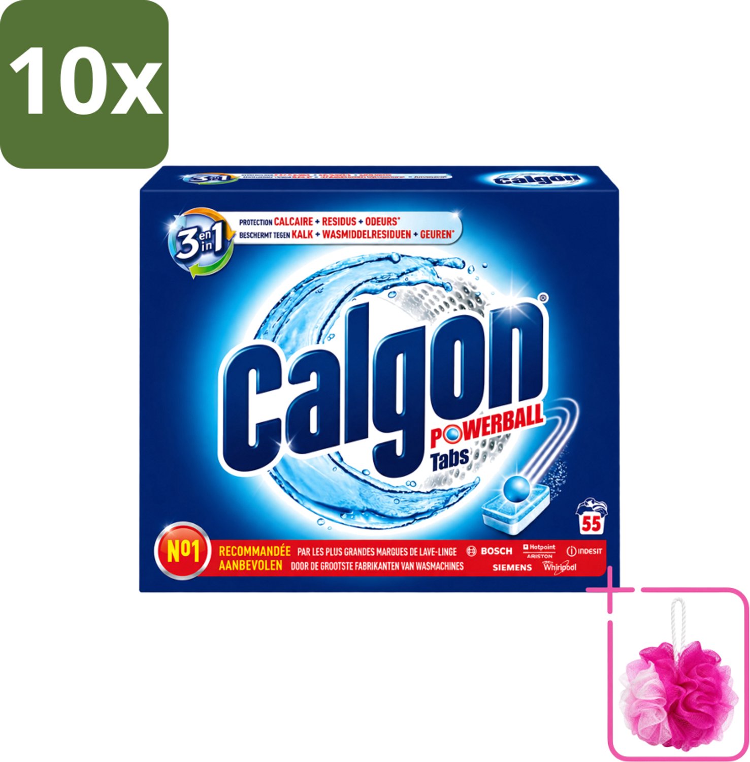 10 x Calgon - Wasmachinereiniger - Tegen Kalkaanslag / Wasmiddelresten / Geuren - 55 Tabletten - Bulkverpakking - Wasmachine reinigen - Douchemop - Kalkaanslag voorkomen