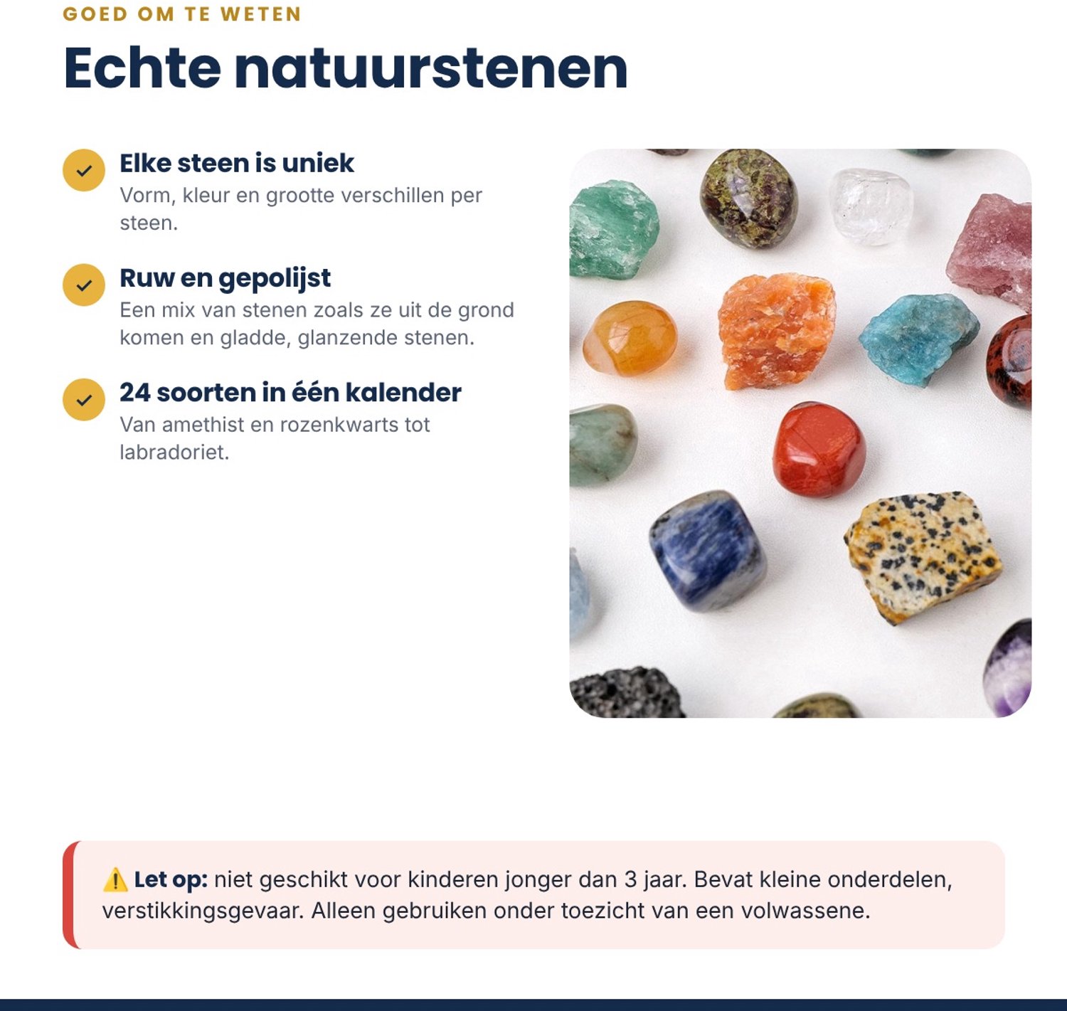 Adventskalender Kinderen 2026 – 24 Echte Edelstenen & Mineralen – Incl. Gratis Stenengids (e-book) – Educatief Kerstcadeau voor Jongens en Meisjes – foto 5