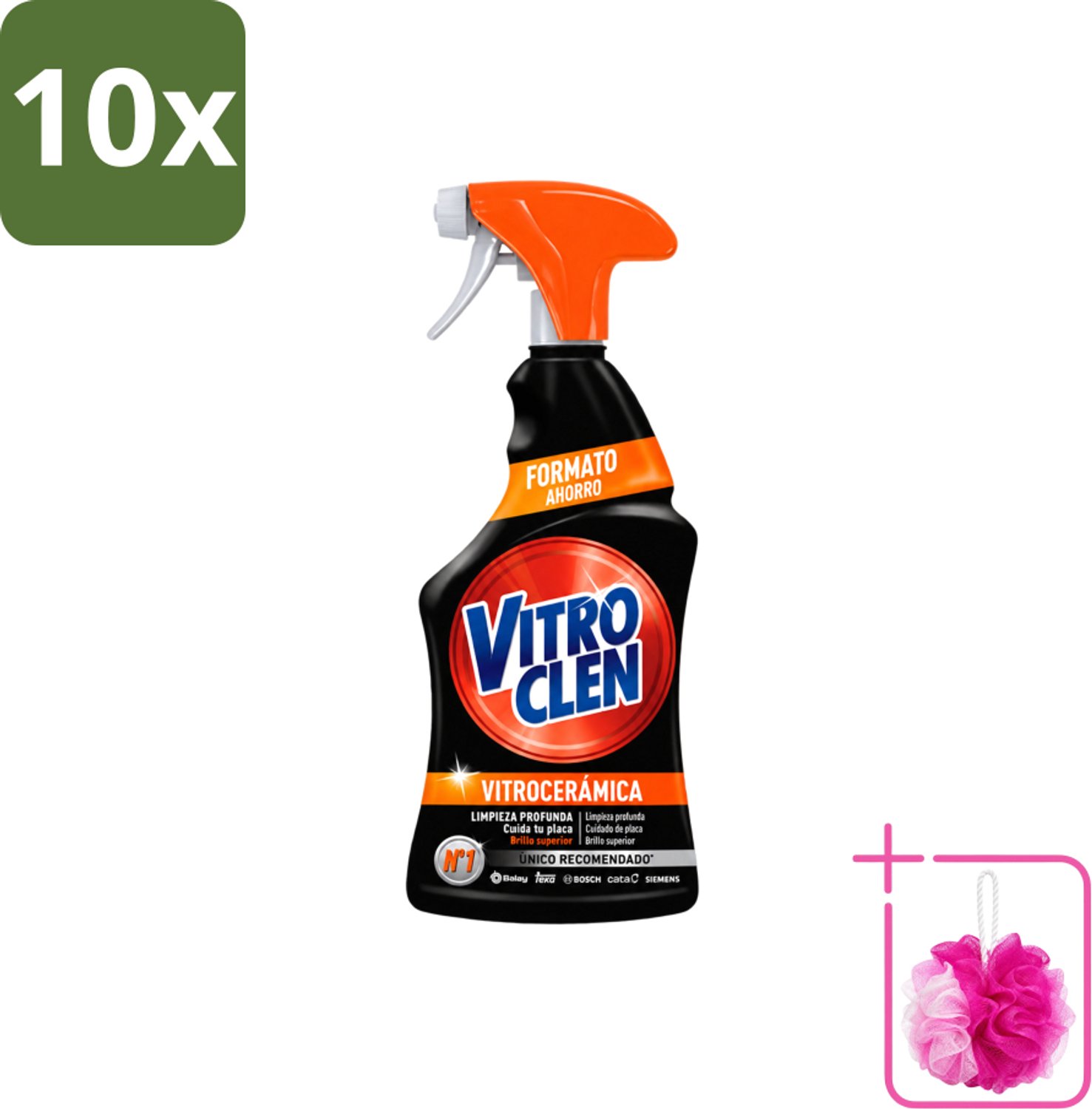 10 x Vitroclen - Keramische Kookplaatreiniger - Spray - 450 ml - Bulkverpakking - Keramische kookplaat reinigen - Douchemop - Kookplaat reinigen