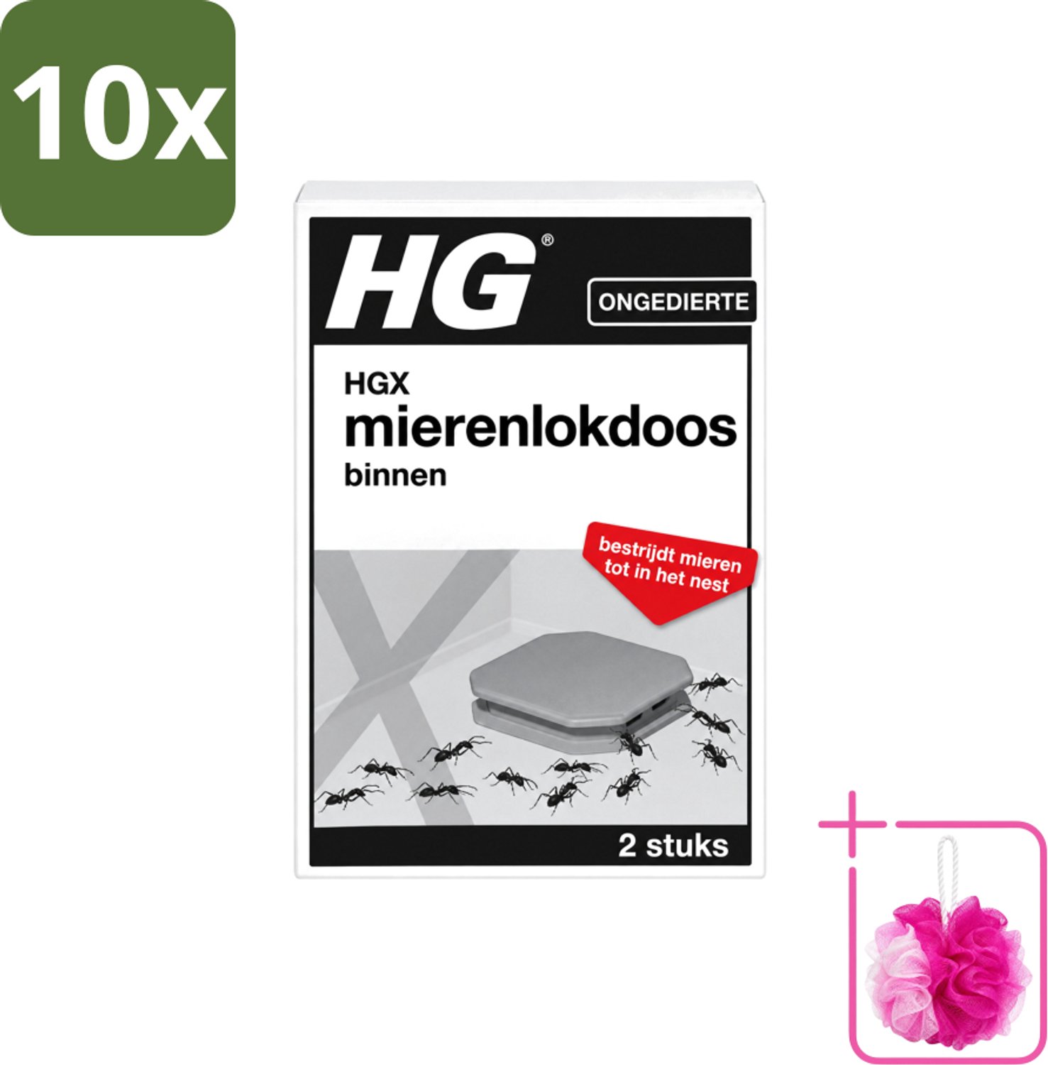 10 x HG X - Ongedierte - Mierenlokdoos Binnen - Bestrijdt Tot In Het Nest - 2 Doosjes - Bulkverpakking - Mierenbestrijding binnen - Douchemop - Mierenlokdoos