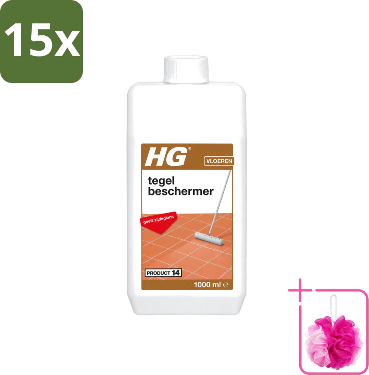 15 x HG - Vloeren - Tegelbeschermer - Geeft Zijdeglans - 1L - Bulkverpakking - Tegelbeschermer - Douchemop - Slijtagebescherming