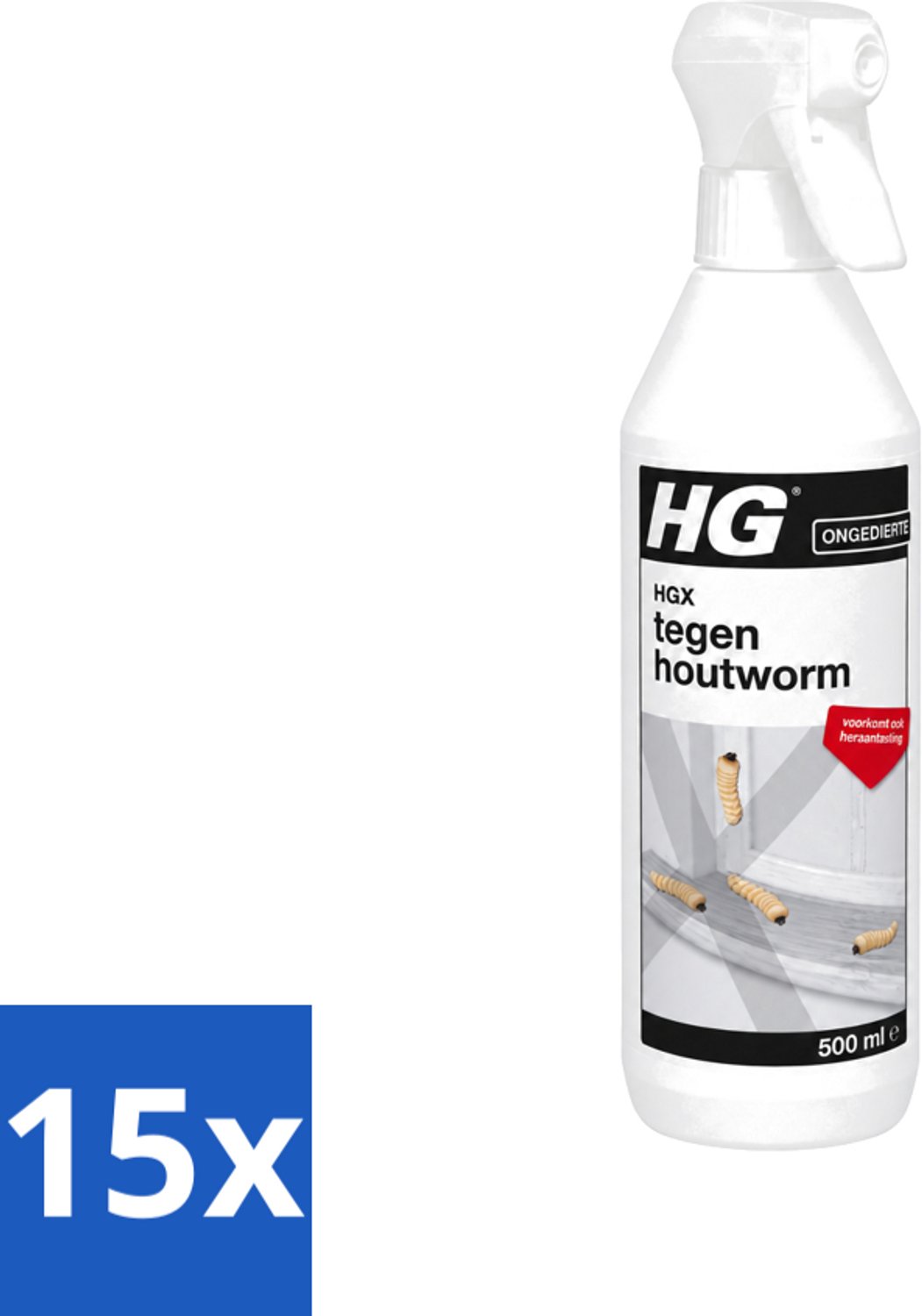 15 x HG X - Tegen Houtworm - Eenvoudige Bestrijding - 500 ml - Voordeelverpakking - 15 stuks
