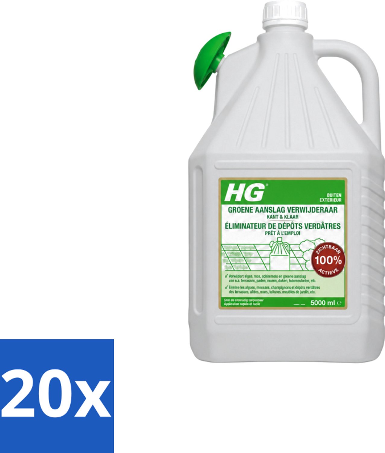 20 x HG - ECO Groene Aanslagreiniger - Kant-en-klaar met Sproeikop - 5 L - Voordeelverpakking - 20 stuks