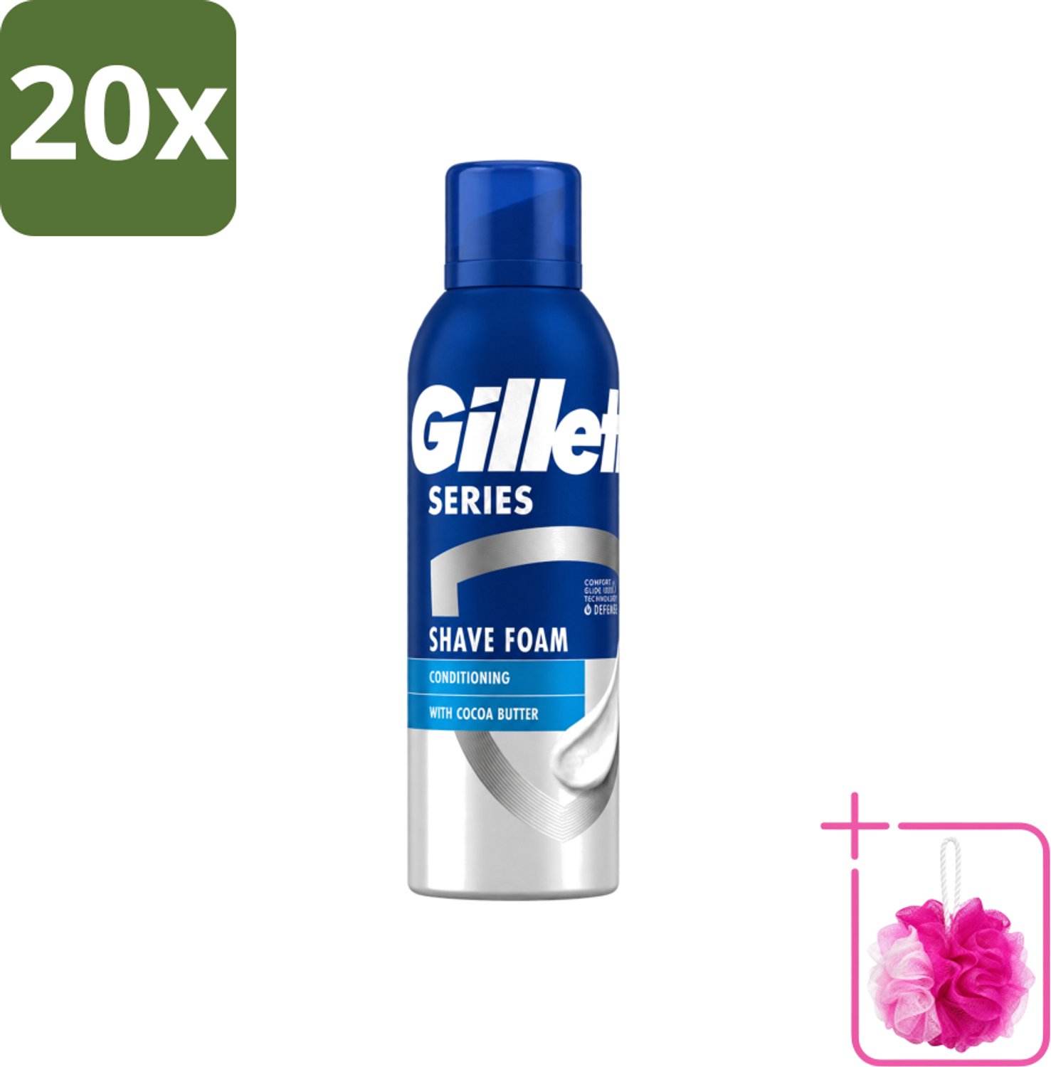 20 x Gillette - Series - Scheerschuim - Met Cacaoboter - 250 ml - Bulkverpakking - Scheerbeurt - Douchemop - Scheerschuim