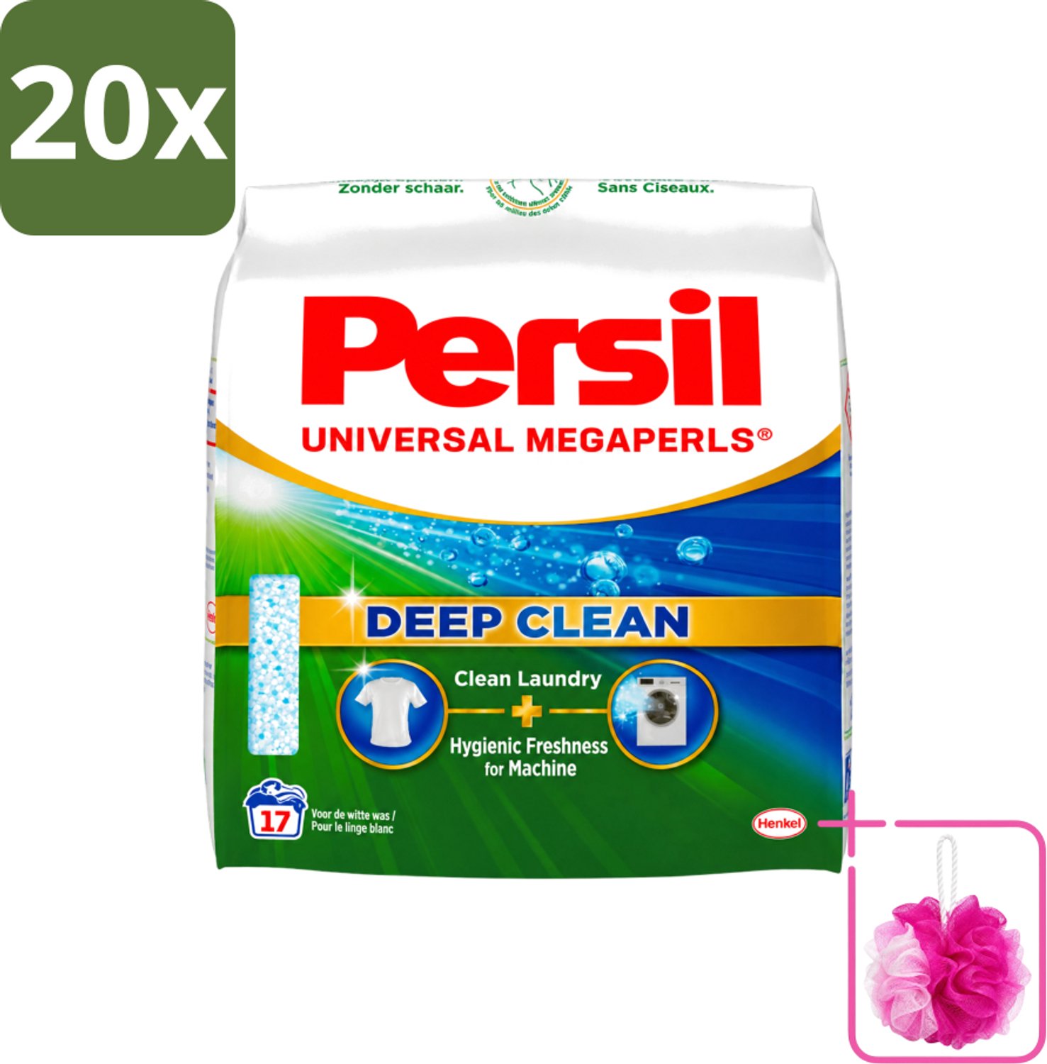 20 x Persil Universal Megaperls - Waspoeder - Witte en Gekleurde Was - 17 Wasbeurten - Bulkverpakking - Waspoeder - Douchemop - Was