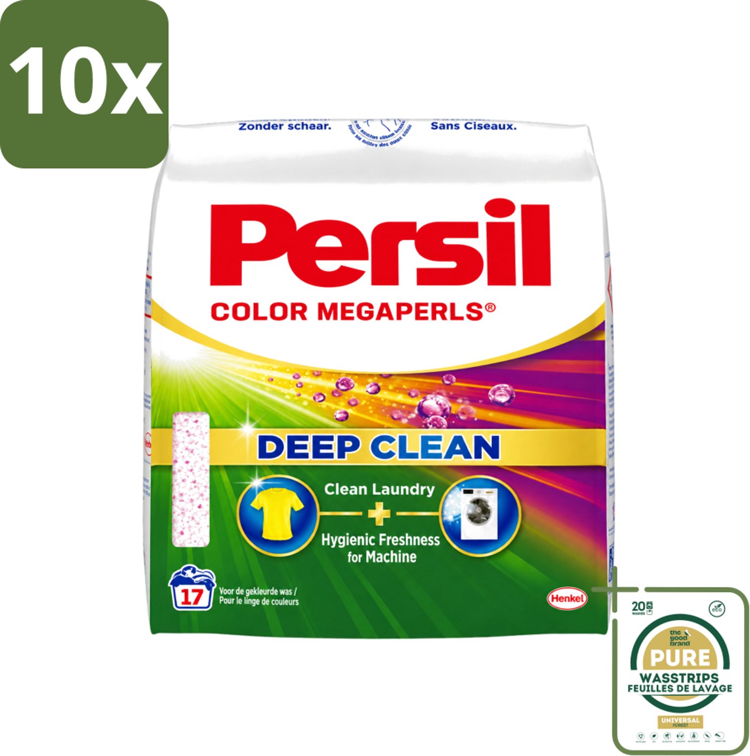 10 x Persil Color Megaperls - Deep Clean - Waspoeder - Gekleurde Was - 17 Wasbeurten - Wasstrips - Waspoeder - Wasbeurt - Kleurbehoud - Vlekverwijdering - Frisheid