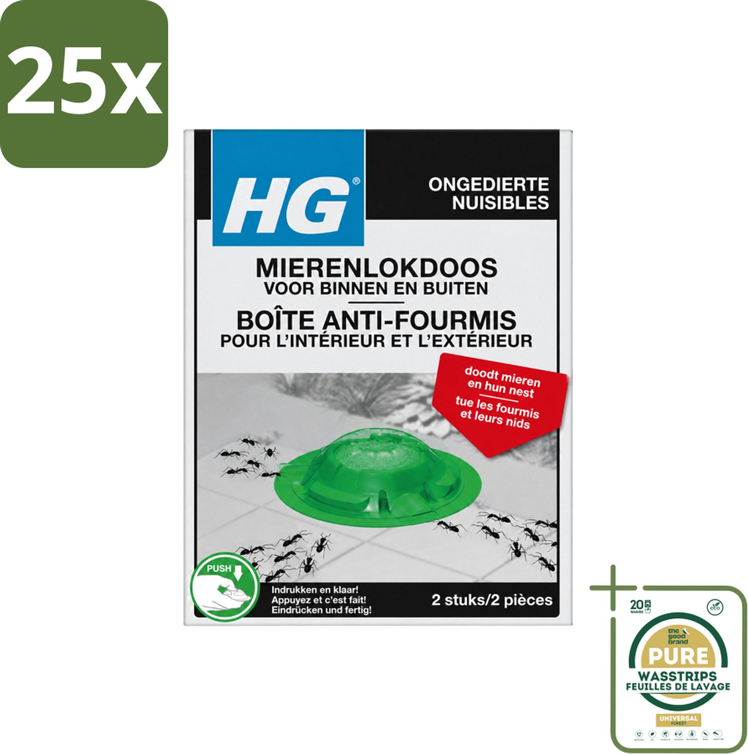 25 x HG X - Ongedierte - Mierenlokdoos Voor Binnen & Buiten - Bestrijdt Tot In Het Nest - 2 Doosjes - Wasstrips - Mierenbestrijding - Mierenlokdoos - Mierenbestrijding Binnen En Buiten - Mierenbestrijding Tot In Het Nest - Mierenbestrijding Tuin
