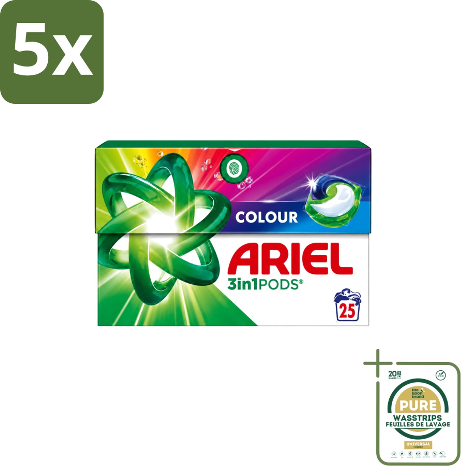 5 x Ariel – Pods 3in1 – Color – 500 g – 25 wasbeurten - Wasstrips - Kleurwas - Kleurbehoud - Wasmiddel - 3in1 Pods - Ariel Pods