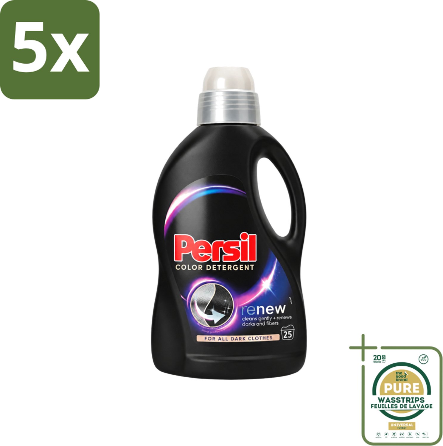 5 x Persil Color Detergent - Vloeibaar Wasmiddel - Donkere Was - 25 Wasbeurten - Wasstrips - Donkere Was - Kleurbehoud - Vlekverwijdering - Wasmiddel - Wasbeurt
