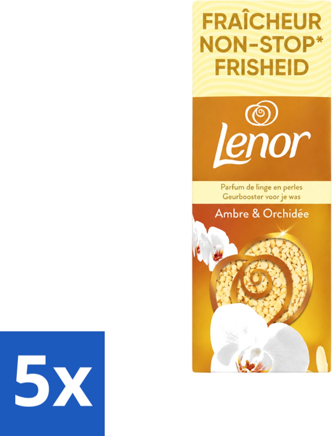 5 x Lenor – Geurbooster – Amber & Orchidee – 12 Wasbeurten – 155 g - Voordeelverpakking - 5 stuks