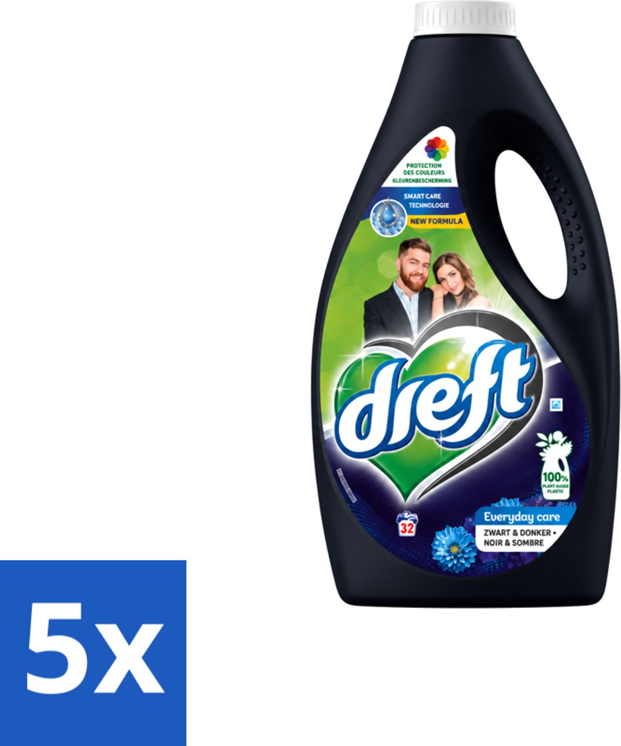 5 x Dreft – Vloeibaar Wasmiddel – Zwart & Donker – 32 Wasbeurten - Voordeelverpakking - 5 stuks