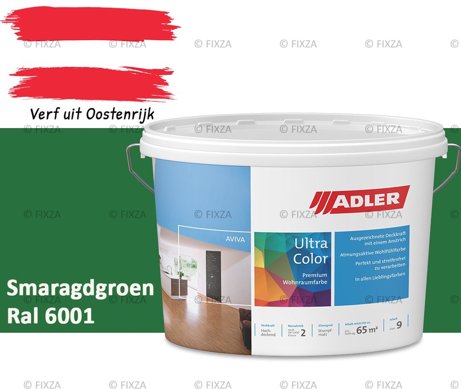 ADLER Aviva Ultra-Color SD Muurverf – Premium Matte Binnenmuurverf met Smart-Dry Technologie – Streeploos & Hoge Dekking – Smaragdgroen – 1 Liter