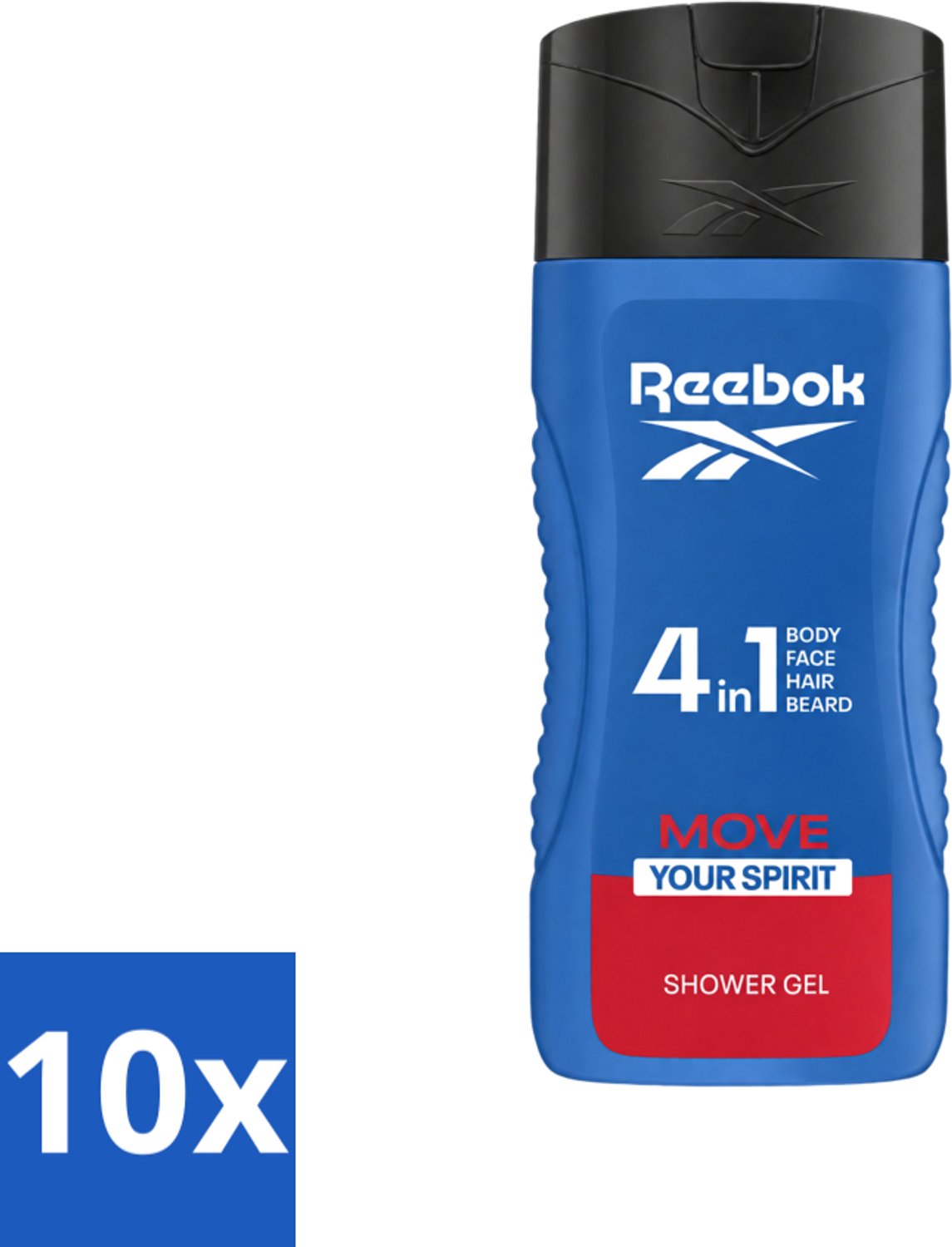 10 x Reebok - Move Your Spirit - Douchegel - 4 in 1 - 400 ml - Voordeelverpakking - 10 stuks