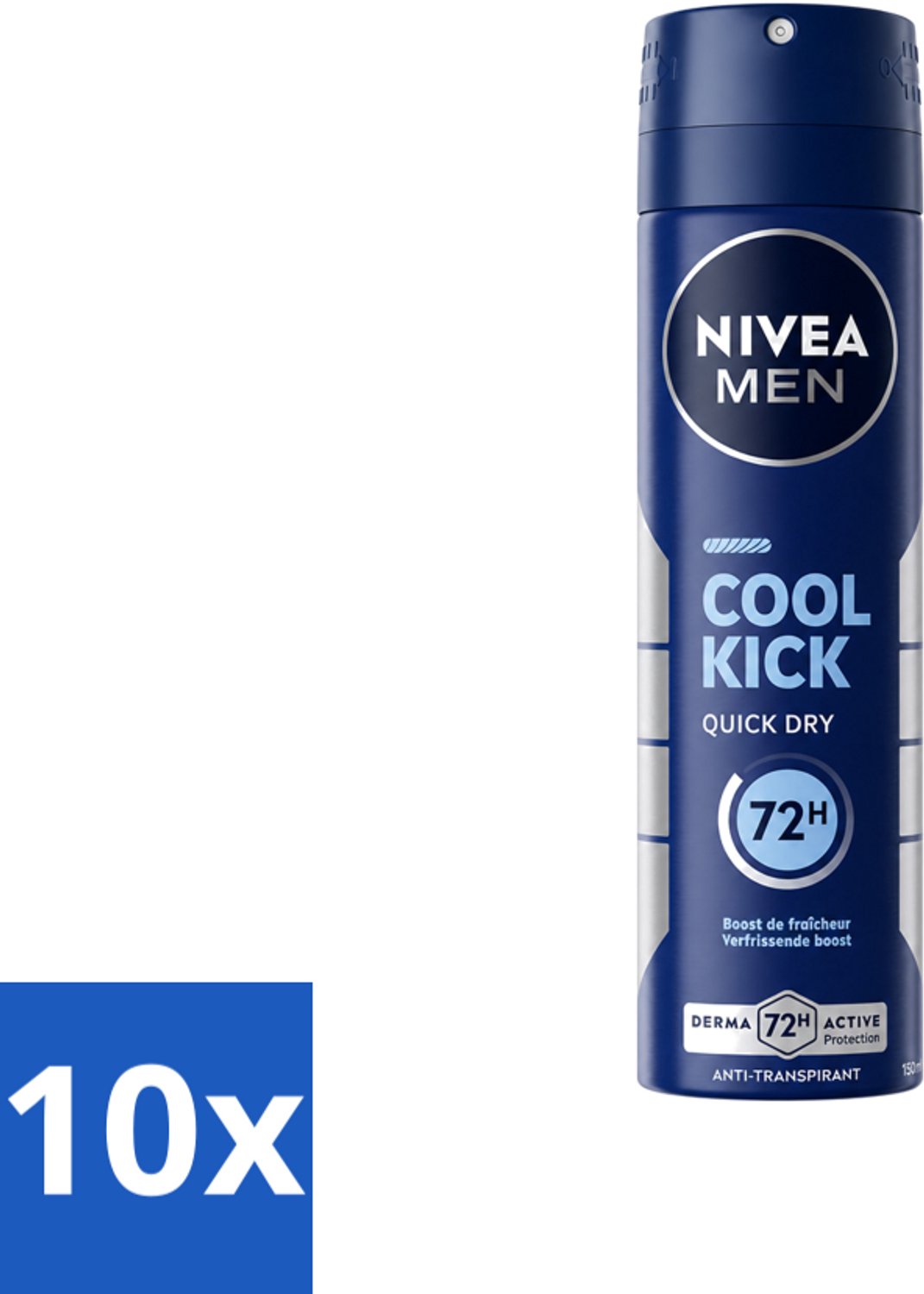 10 x Nivea - Men - Deodorant - Spray - Cool Kick - 150 ml - Voordeelverpakking - 10 stuks